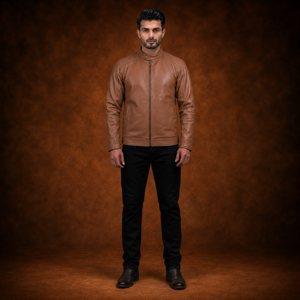 FINEHIDE CLASSIC TAN GENUINE LEATHER JACKET FOR MEN