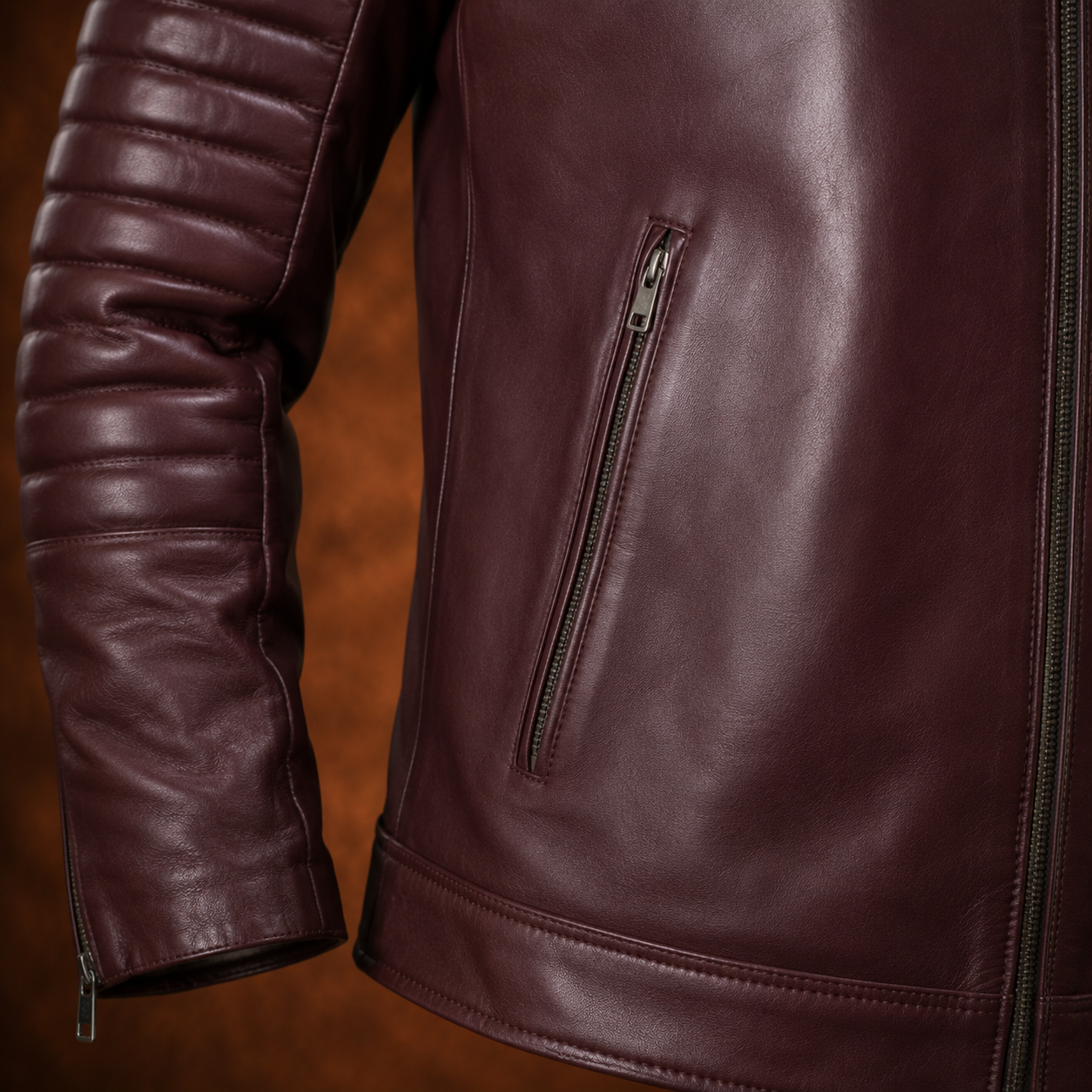 FINEHIDE MEHROON MAVRICK  GENUINE LEATHER JACKET FOR MEN