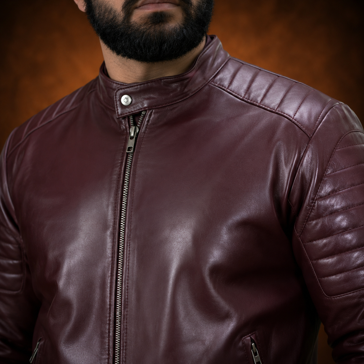 FINEHIDE MEHROON MAVRICK  GENUINE LEATHER JACKET FOR MEN