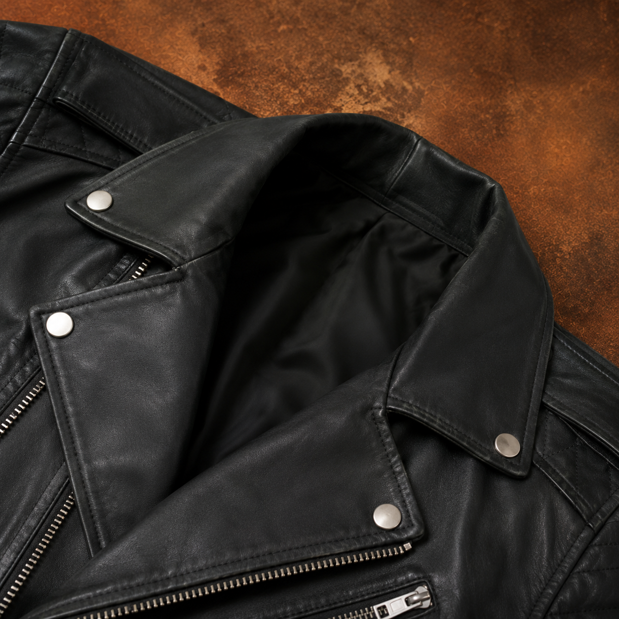 FINEHIDE MEN’S BLACK  BIKER GENUINE LEATHER JACKET FOR MEN