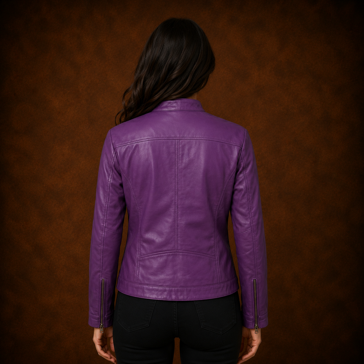 FINEHIDE  PURPEL VOUGE  BIKER GENUINE LEATHER JACKET FOR WOMEN