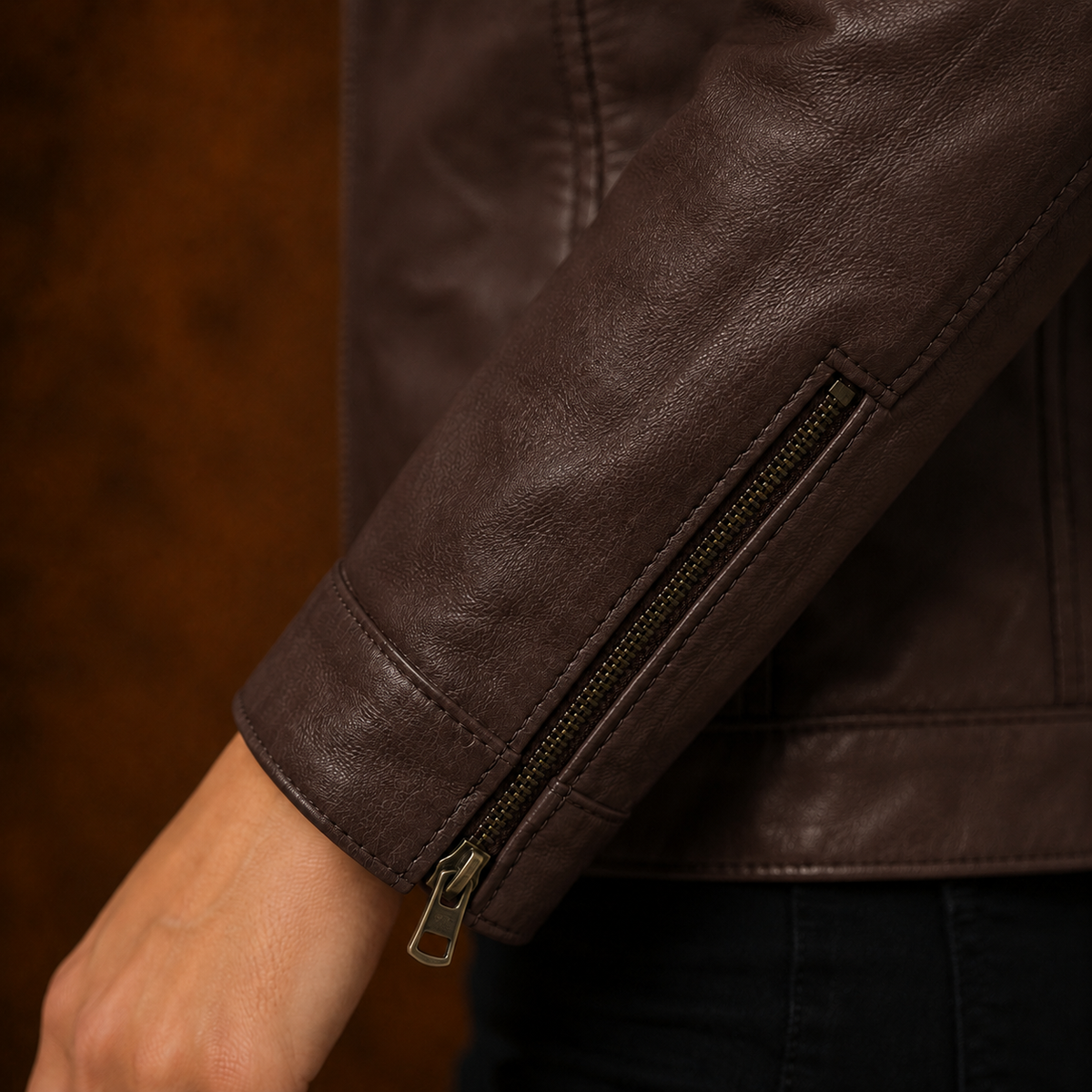 FINEHIDE CARAMEL BROWN  GENUINE LEATHER JACKET FOR WOMEN