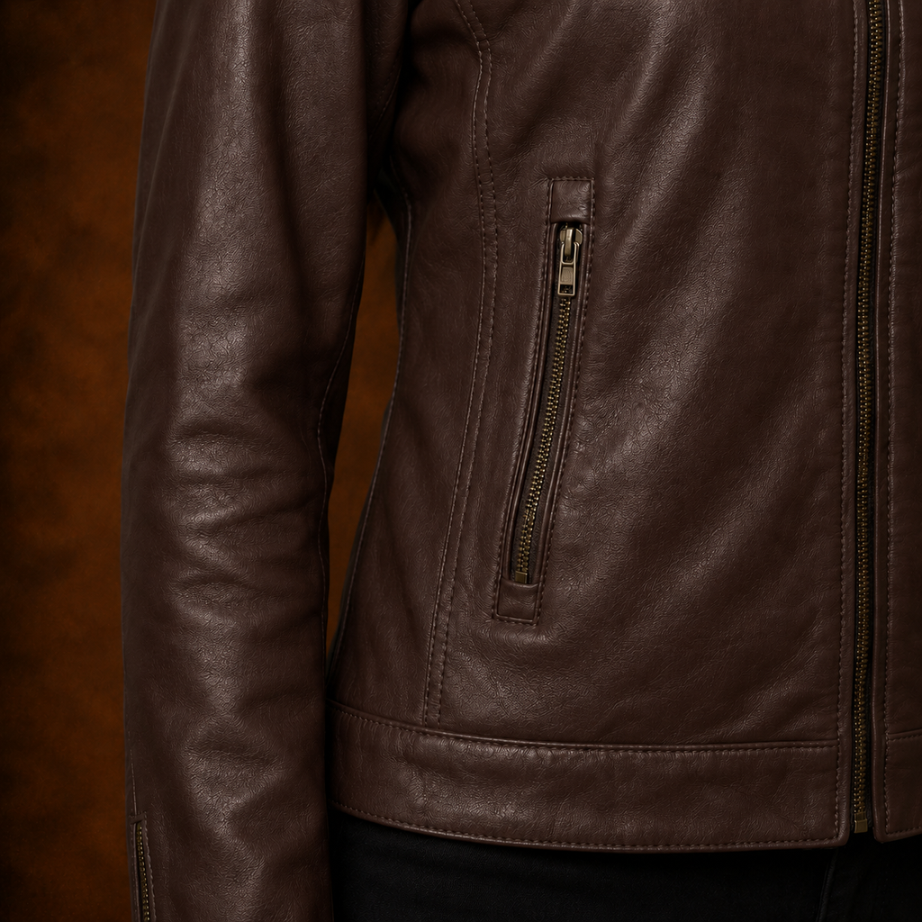 FINEHIDE CARAMEL BROWN  GENUINE LEATHER JACKET FOR WOMEN