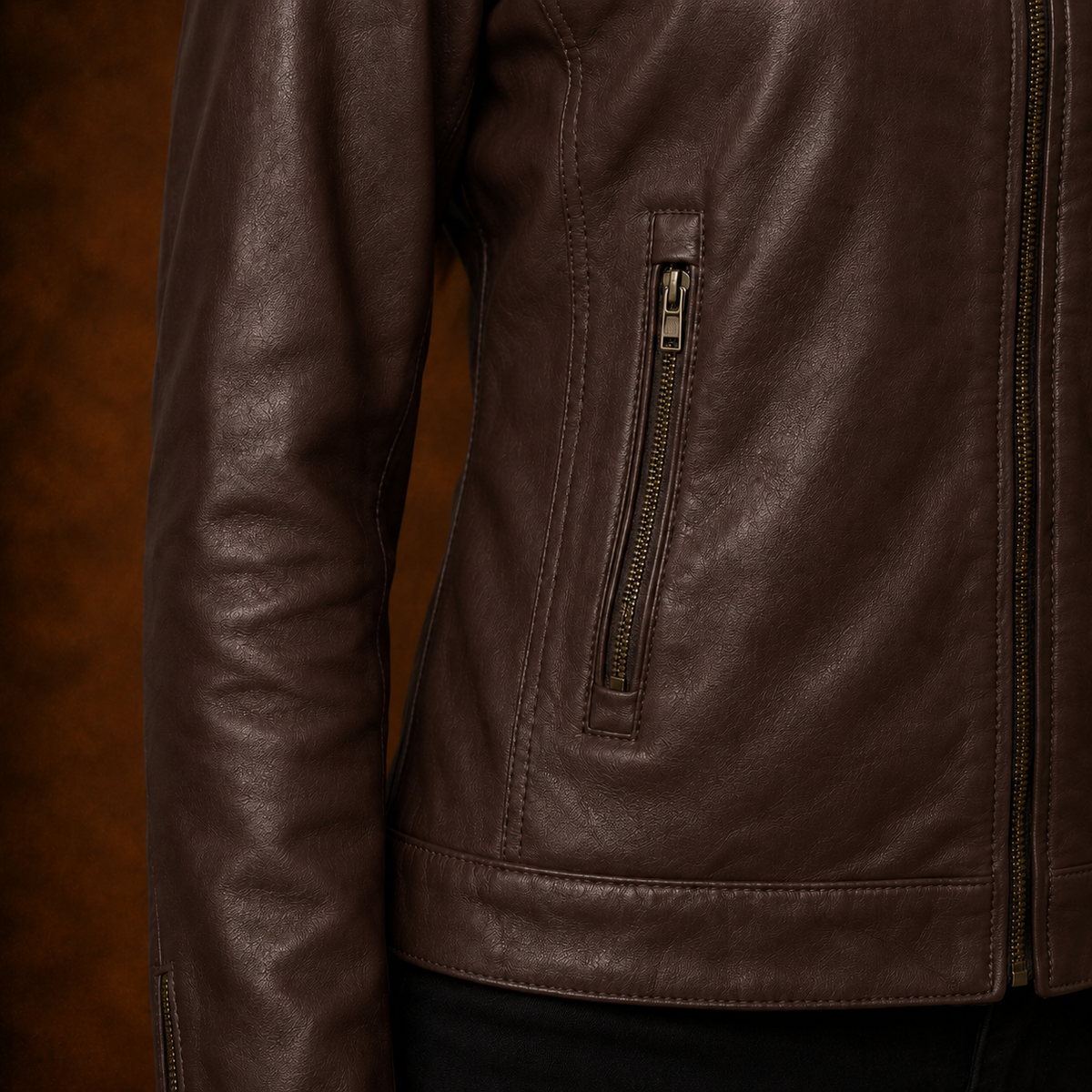 FINEHIDE CARAMEL BROWN  GENUINE LEATHER JACKET FOR WOMEN