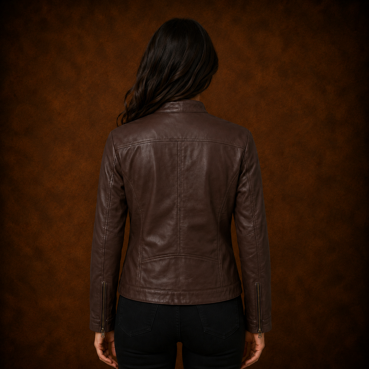 FINEHIDE CARAMEL BROWN  GENUINE LEATHER JACKET FOR WOMEN