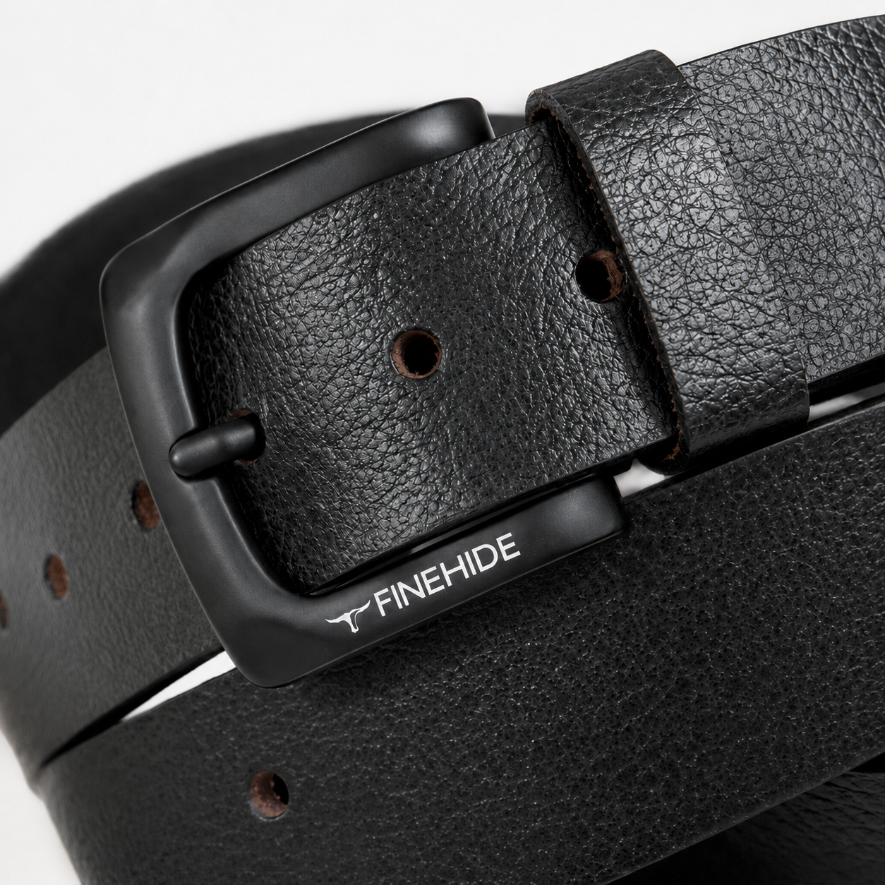 FINEHIDE Genuine Leather Belt for Men Premium Black Leather Casual & Formal Belt with Matte Metal Buckle