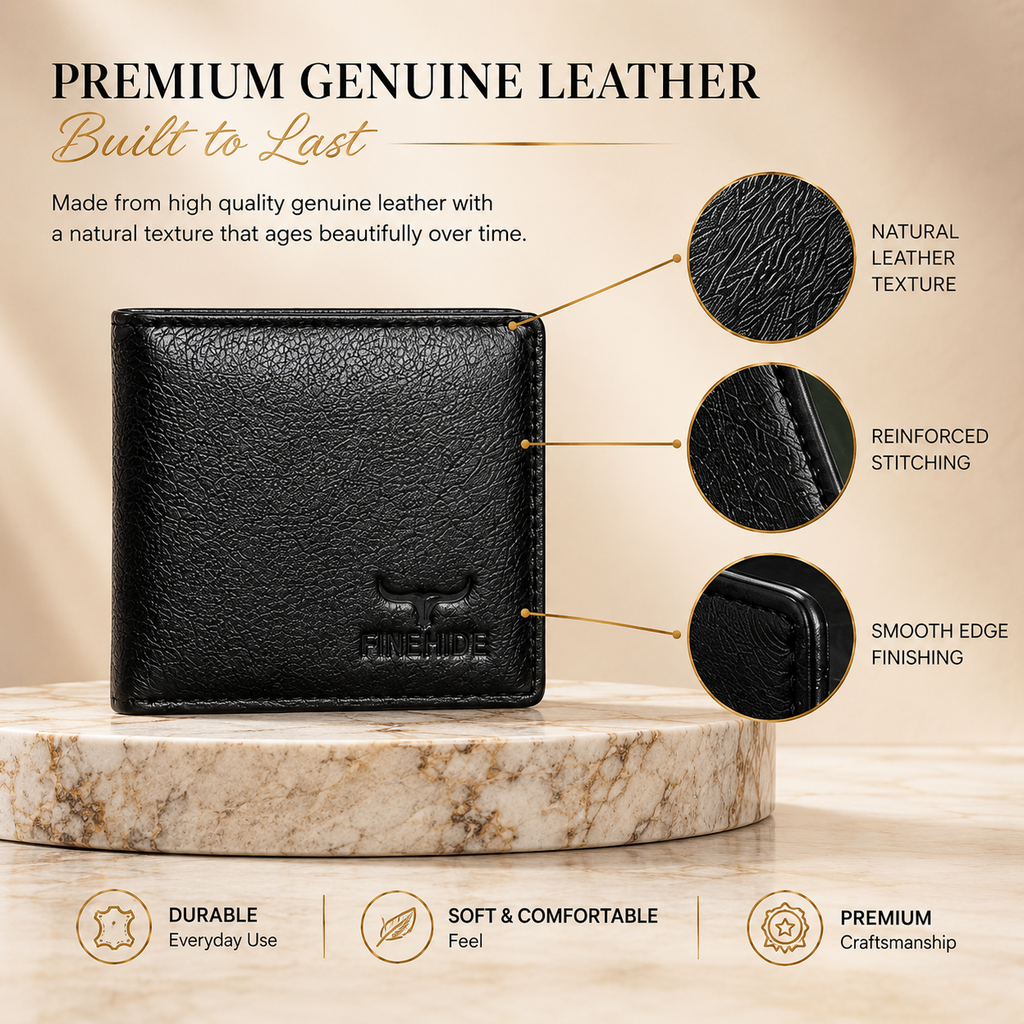 Finehide Premium Leather Wallet for Men's Black Genuine Leather,  Luxury Gift Box
