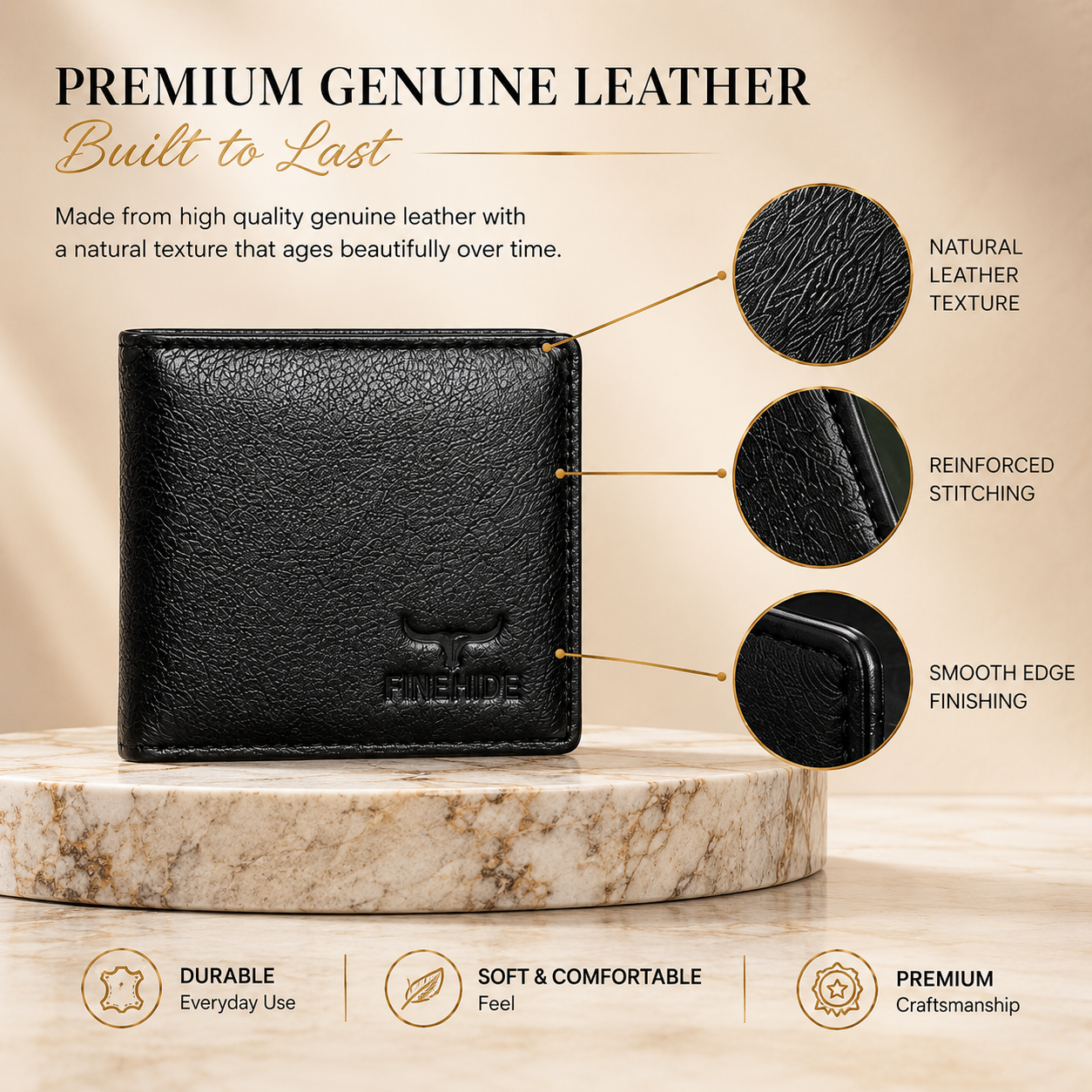 Finehide Premium Leather Wallet for Men's Black Genuine Leather,  Luxury Gift Box