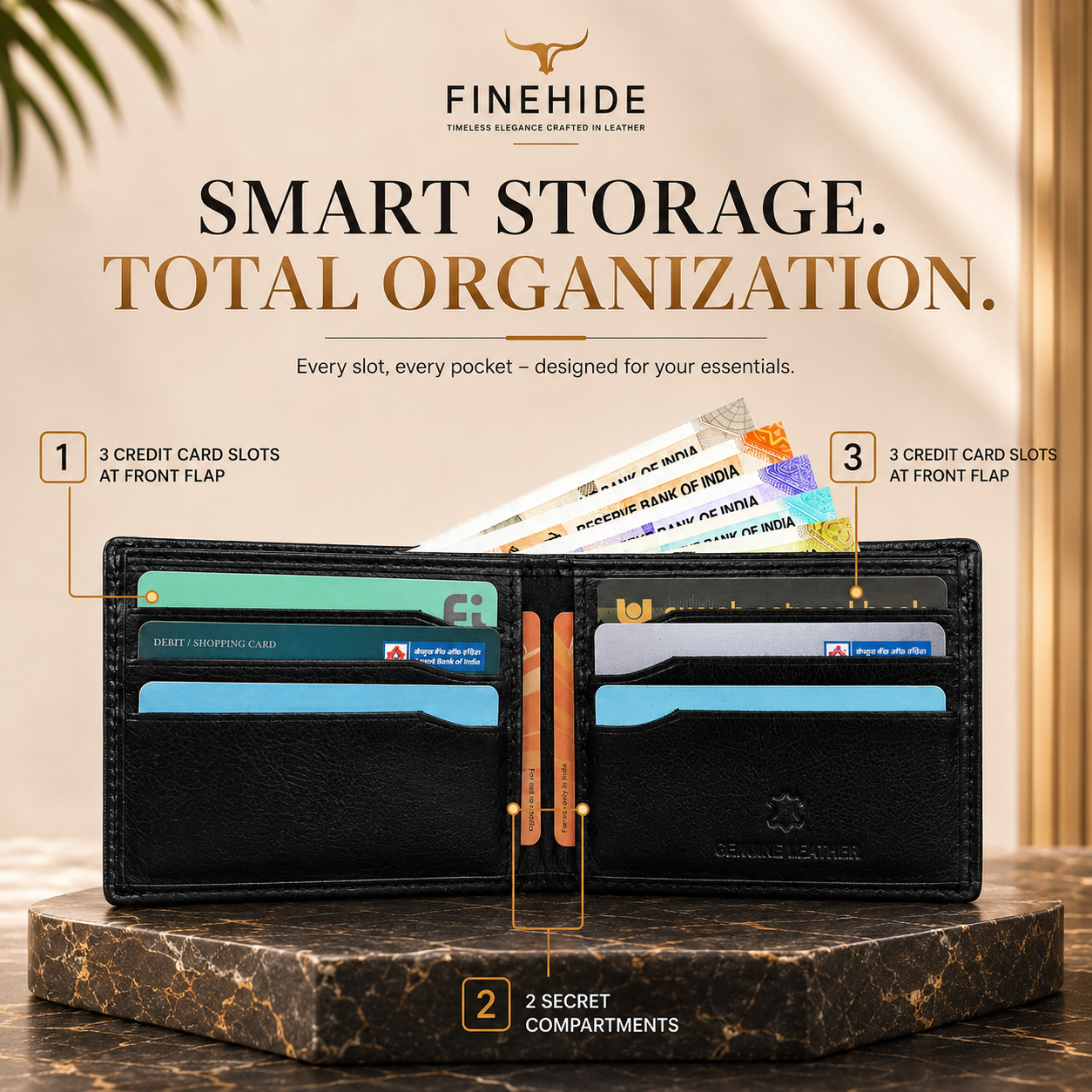 Finehide Premium Leather Wallet for Men's Black Genuine Leather,  Luxury Gift Box