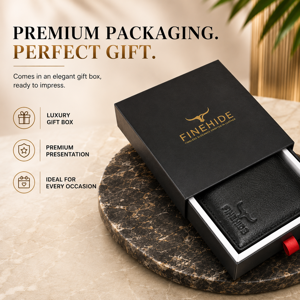 Finehide Premium Leather Wallet for Men's Black Genuine Leather,  Luxury Gift Box