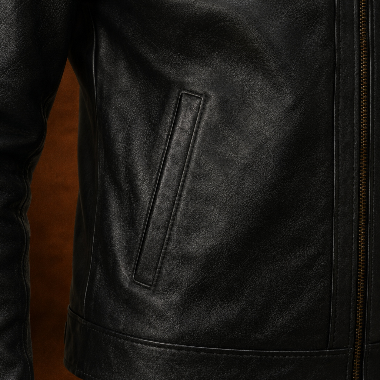 FINEHIDE MEN’S BLACK GENUINE LEATHER CAFE RACER JACKET FOR MEN