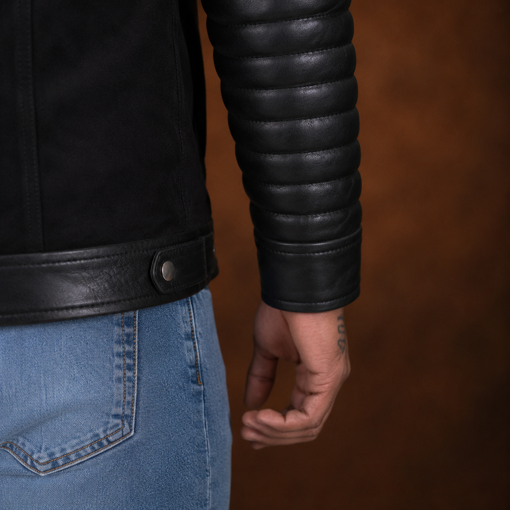 FINEHIDE MEN'S BLACK  GENUINE LEATHER JACKET FOR MEN
