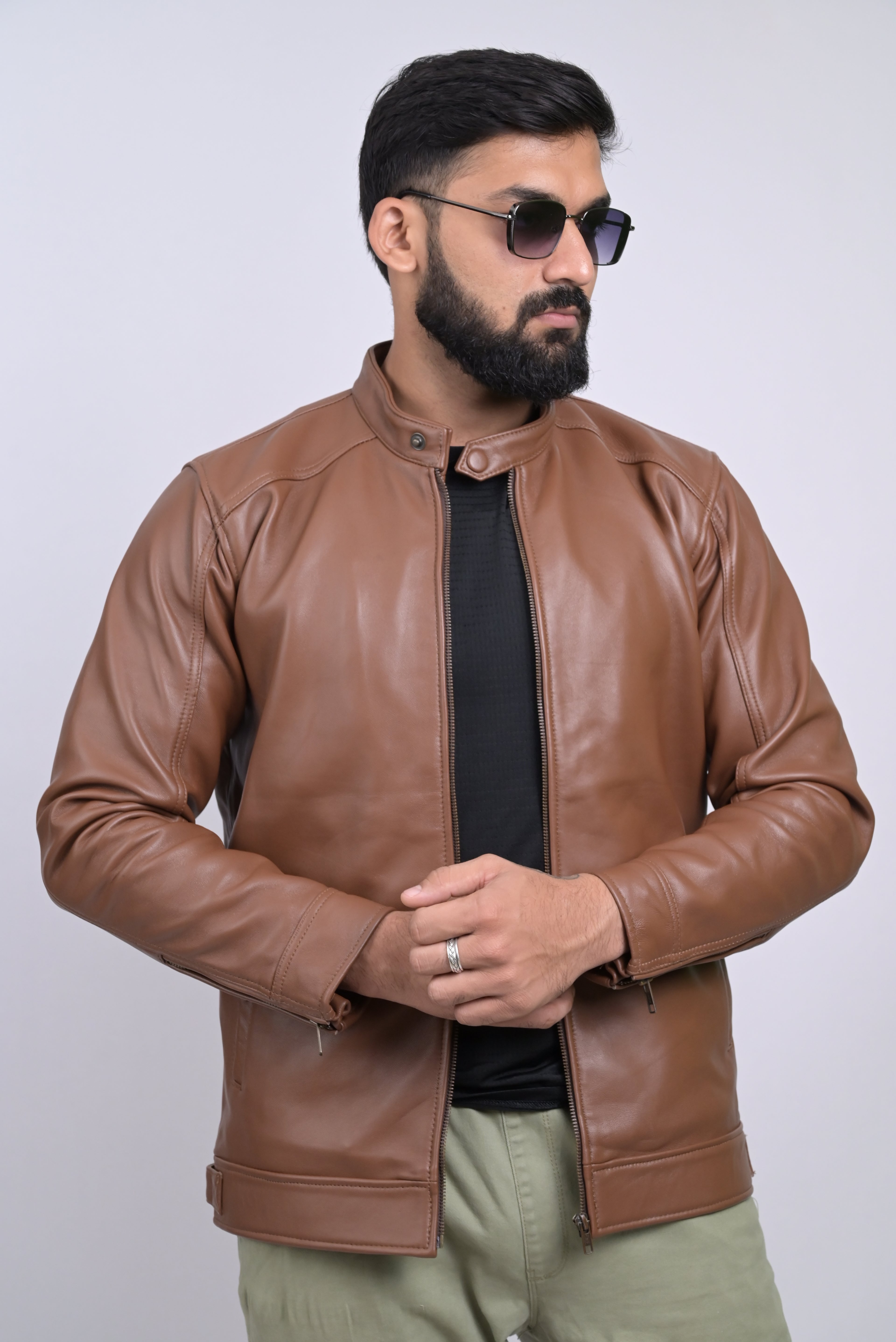 FINEHIDE CLASSIC TAN MONARCAH GENUIN LEATHER JACKETS FOR MEN