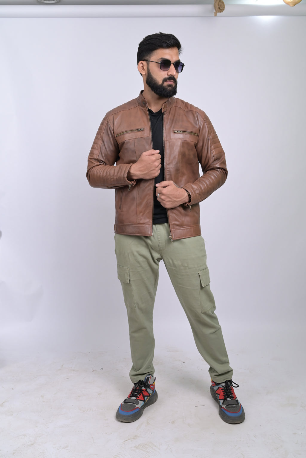FINEHIDE RUSTIC TRAIL BLAZER BROWN BIKER STYLE GENUINE  LEATHER JACKETS FOR MENS
