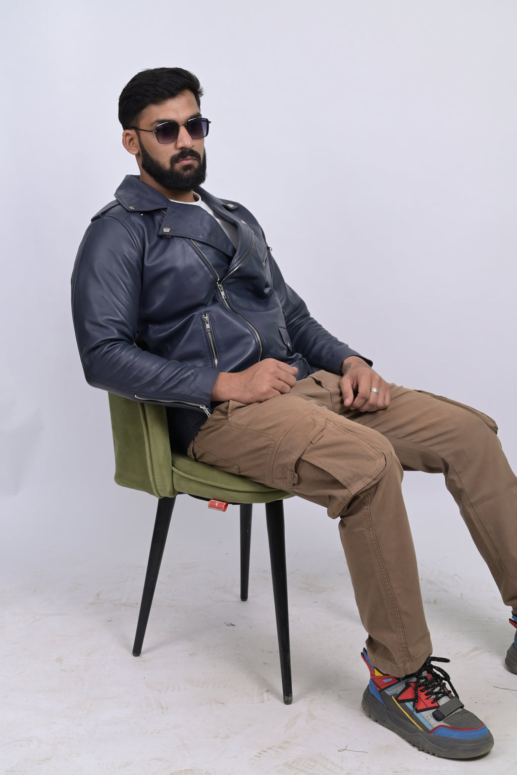 FINEHIDE NAVY REBEL RIDER / BIKER GENUINE LEATHER JACKETS FOR MENS