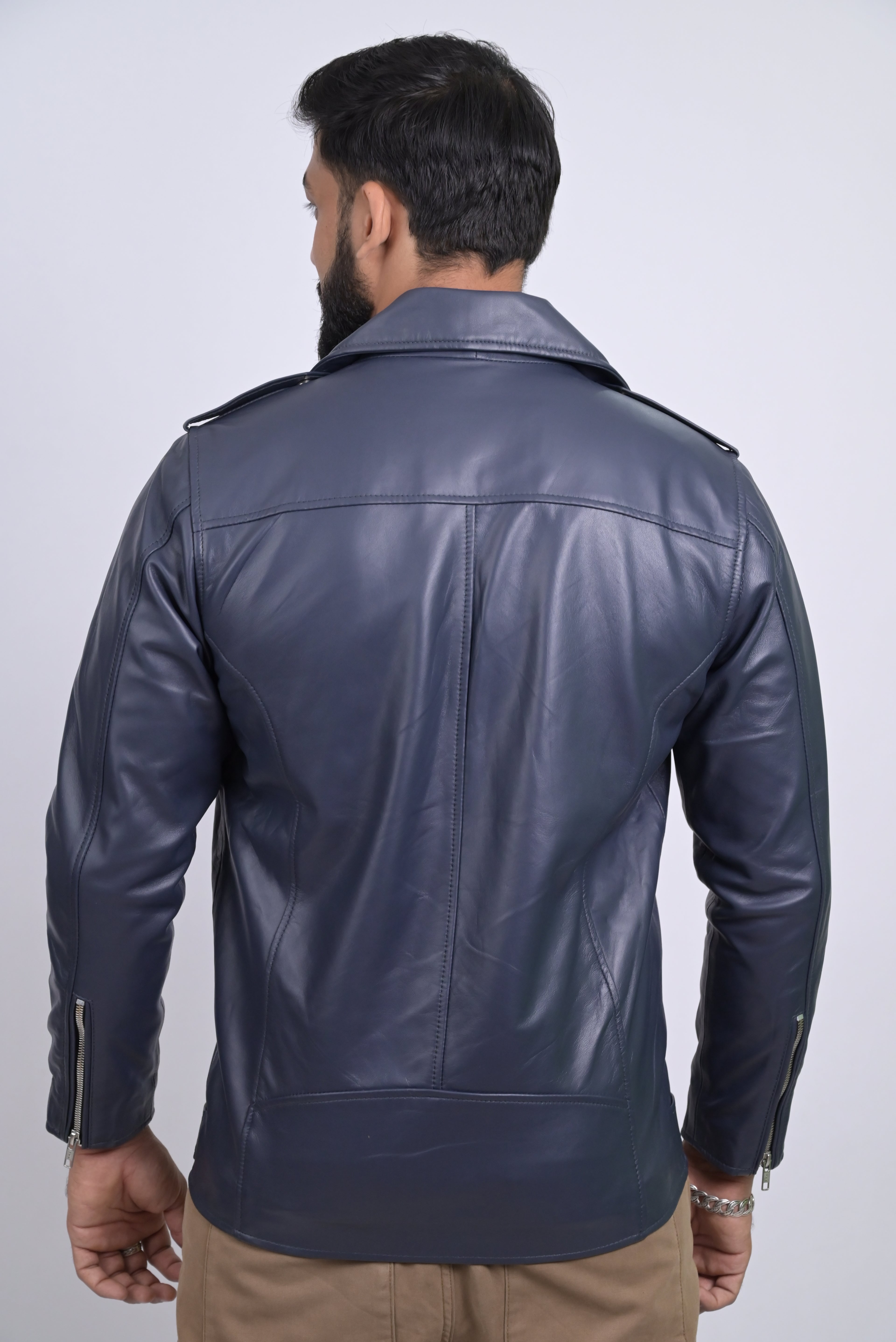 FINEHIDE NAVY REBEL RIDER / BIKER GENUINE LEATHER JACKETS FOR MENS