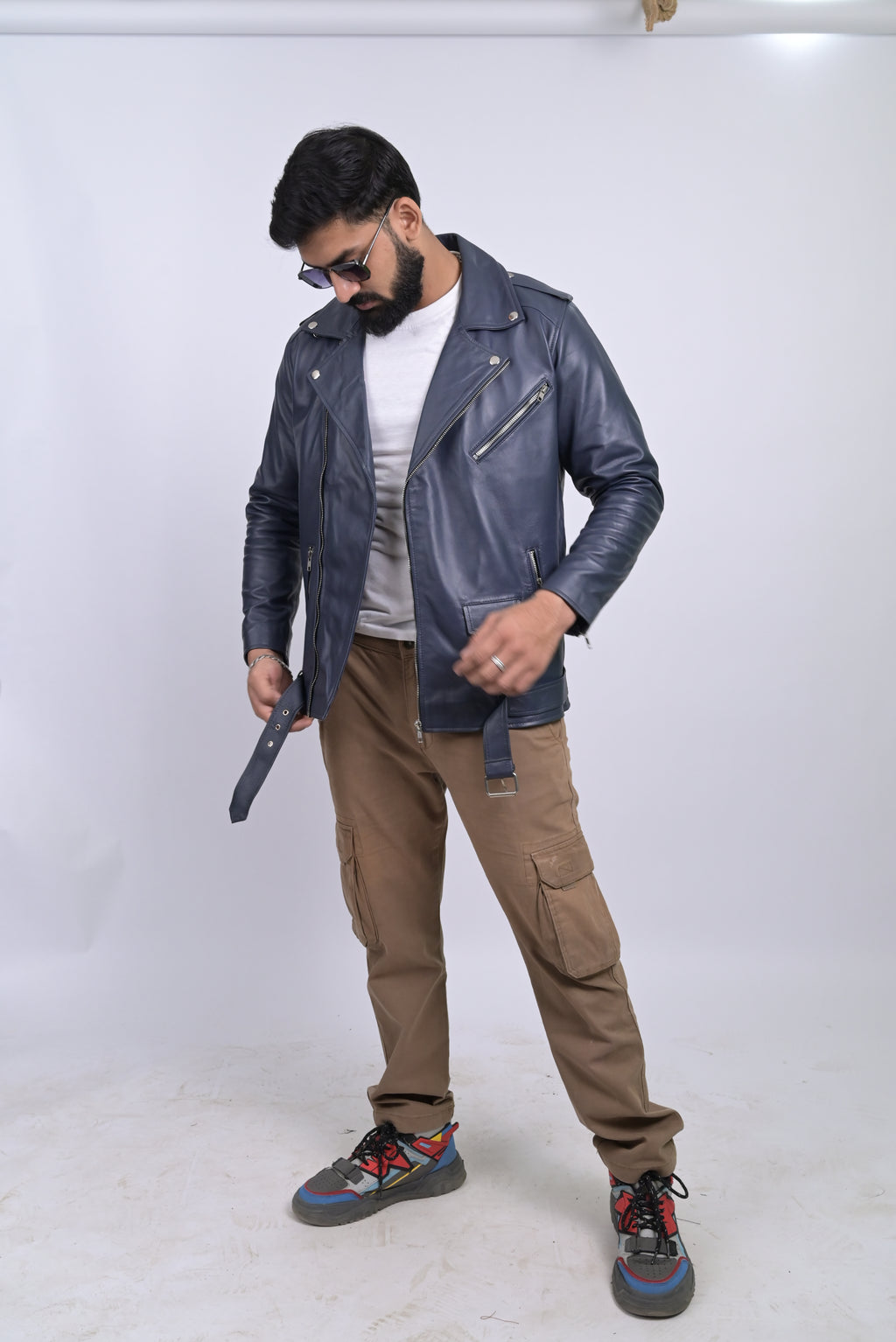 FINEHIDE NAVY REBEL RIDER / BIKER GENUINE LEATHER JACKETS FOR MENS