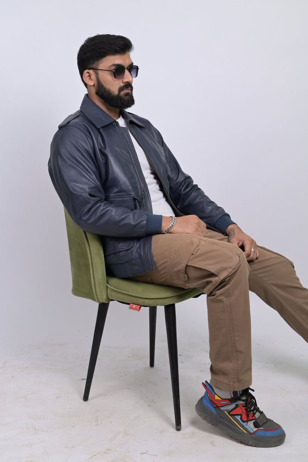 FINEHIDE NAVY SQUADRON BLUE BOMBER STYLE GENUINE LEATHER JACKETS FOR MENS