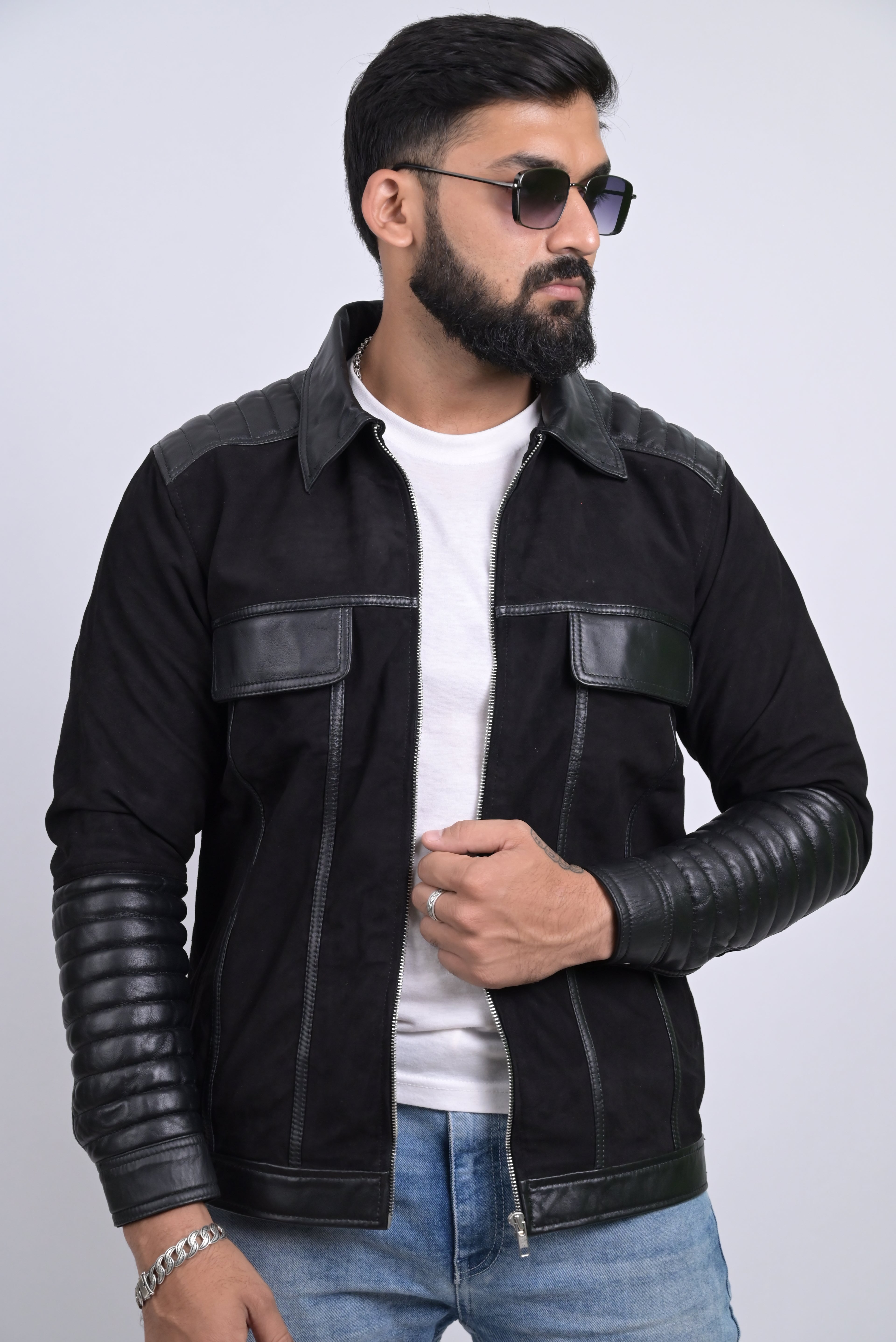 FINEHIDE  MIDNIGHT FUSION GENUINE LEATHER JACKETS FOR MENS