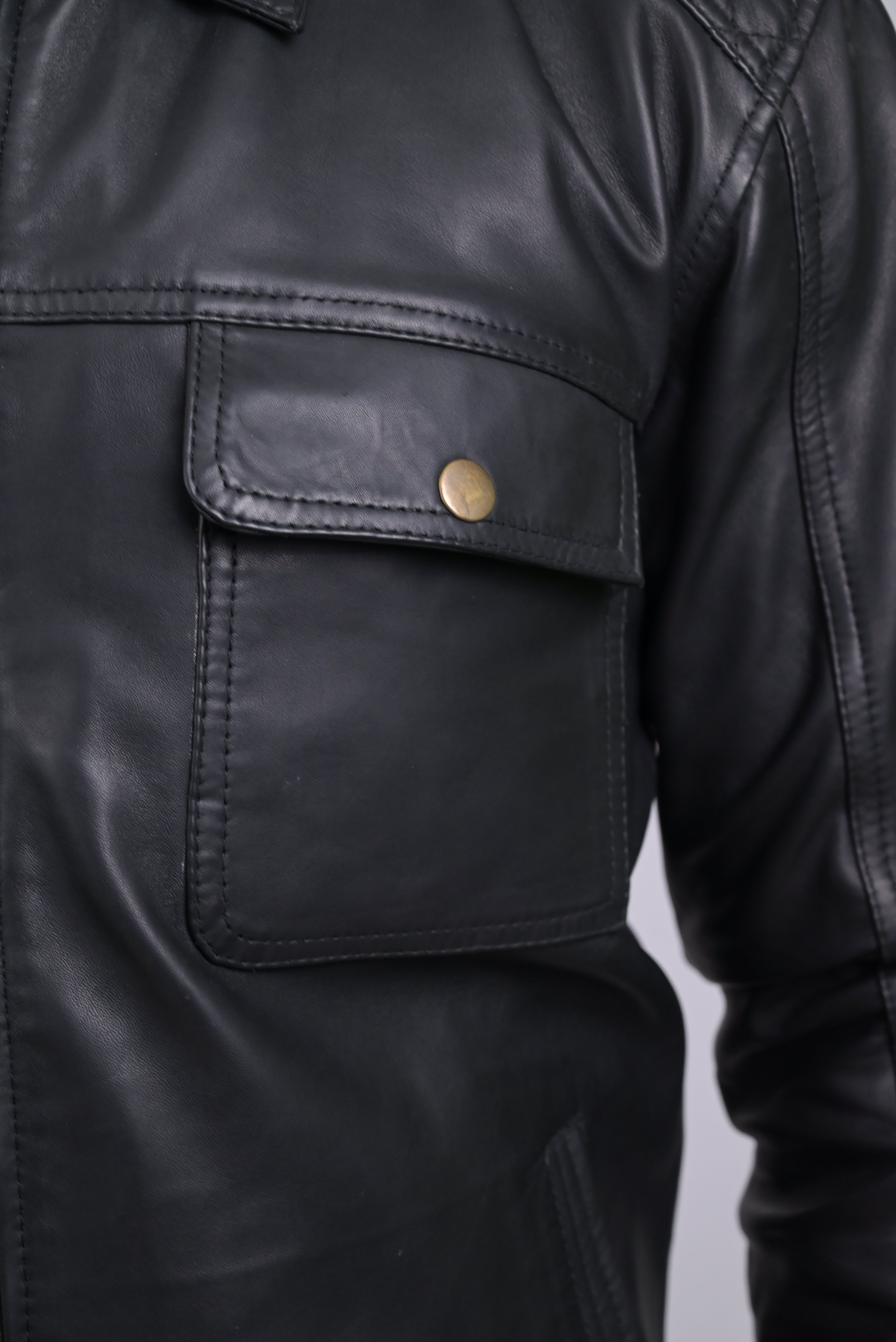 FINEHIDE BLACK COMMANDER  GENUINE LEATHER JACKETS FOR MENS