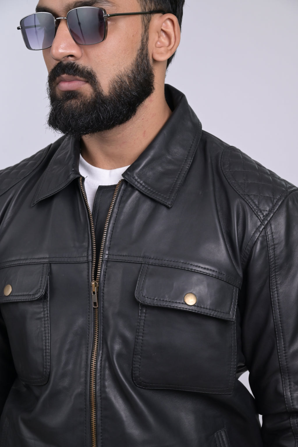 FINEHIDE BLACK COMMANDER  GENUINE LEATHER JACKETS FOR MENS