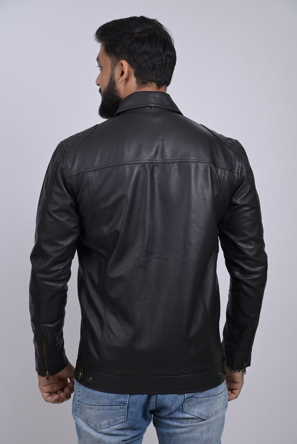 FINEHIDE BLACK COMMANDER  GENUINE LEATHER JACKETS FOR MENS