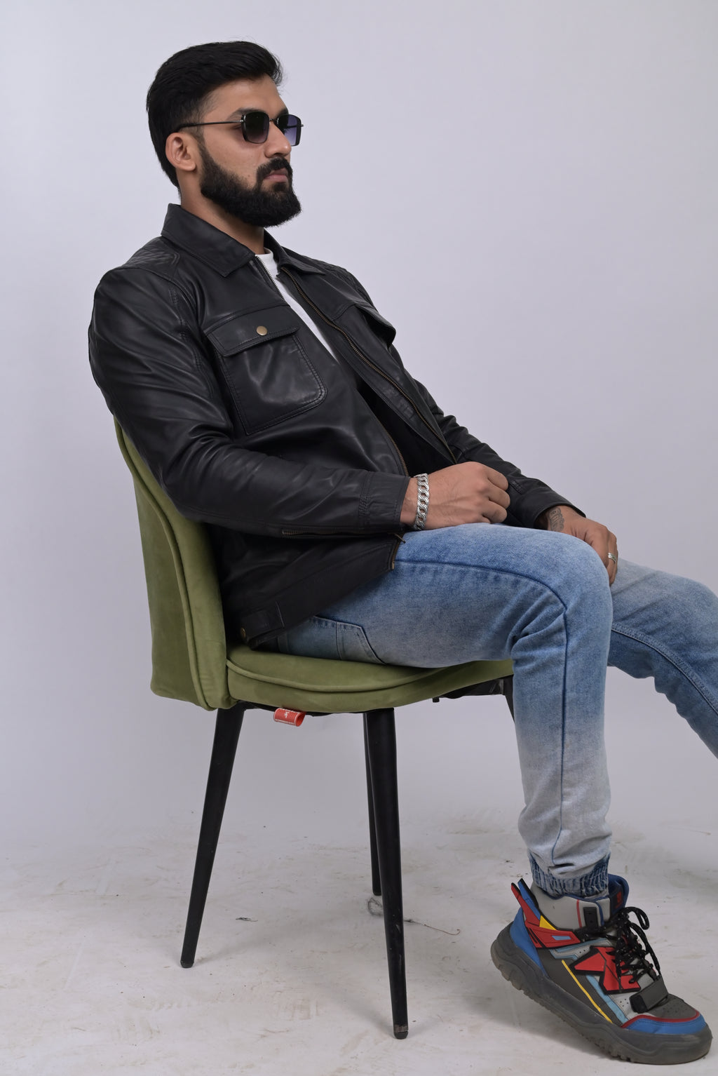 FINEHIDE BLACK COMMANDER  GENUINE LEATHER JACKETS FOR MENS