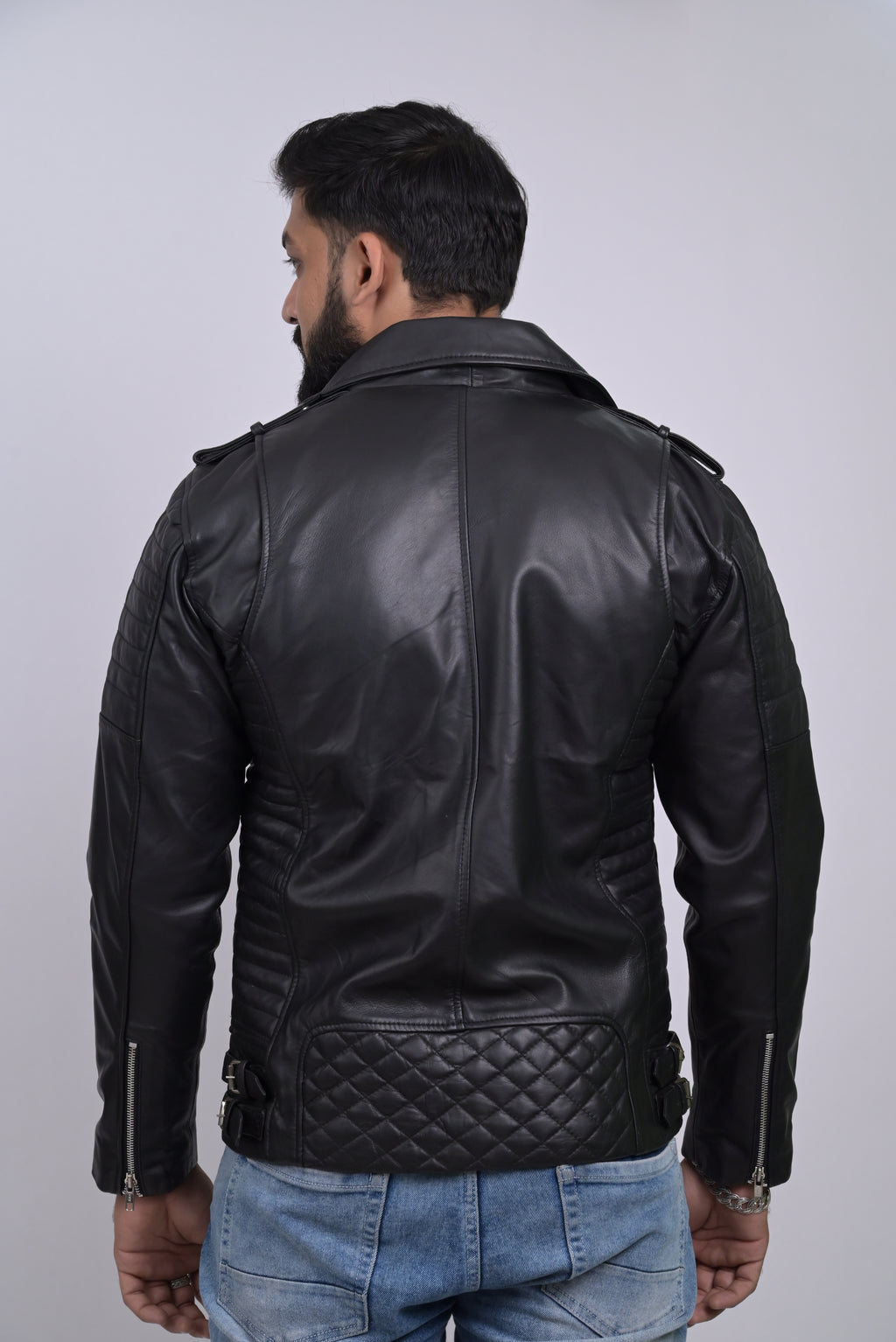 FINEHIDE ONYXREBEL QUILTED BLACK BIKER GENUINE LEATHER JACKETS FOR MENS