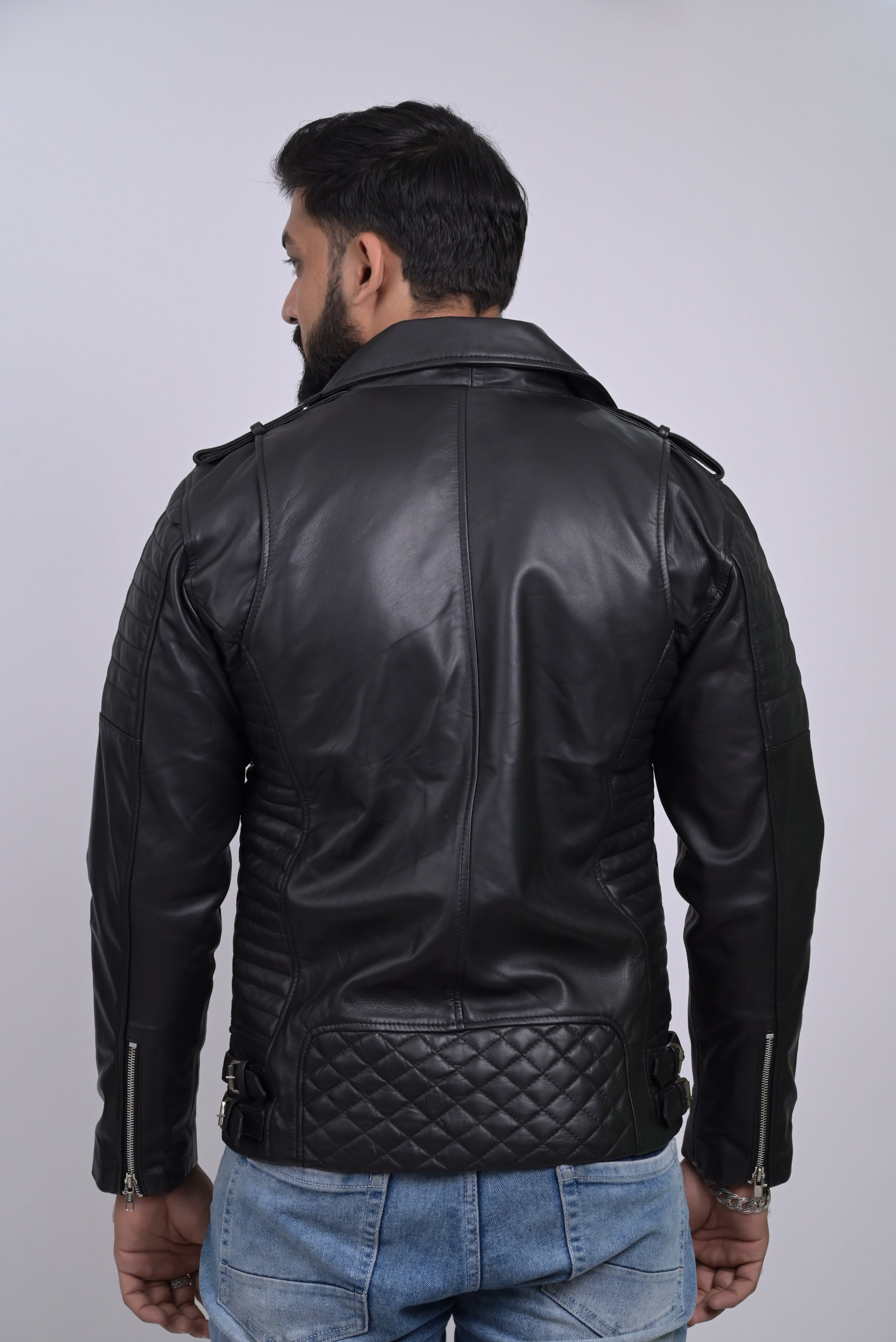 FINEHIDE ONYXREBEL QUILTED BLACK BIKER GENUINE LEATHER JACKETS FOR MENS