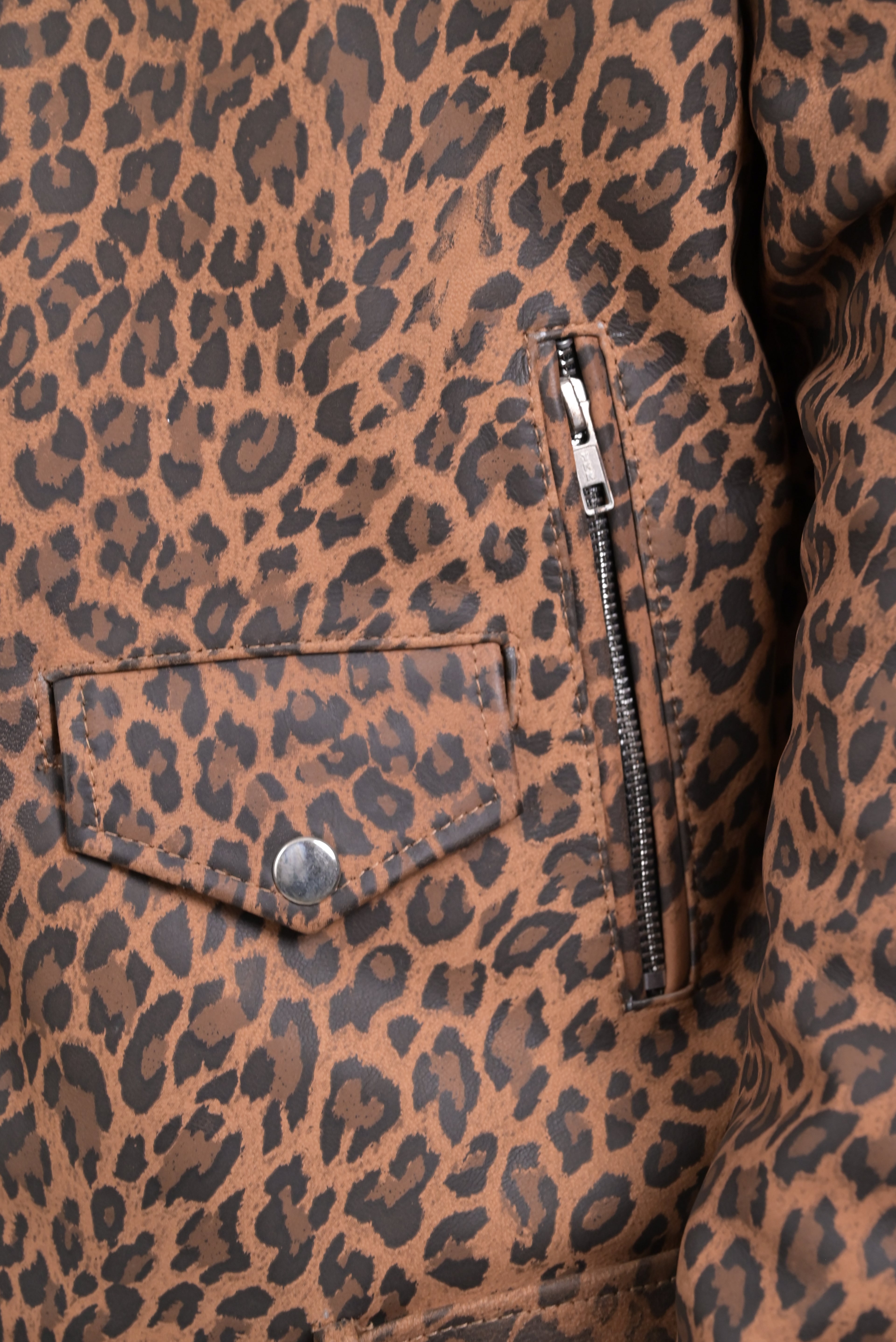 FINEHIDE BOLD LEOPARD PRINT BIKER GENUINE LEATHER JACKET FOR MEN