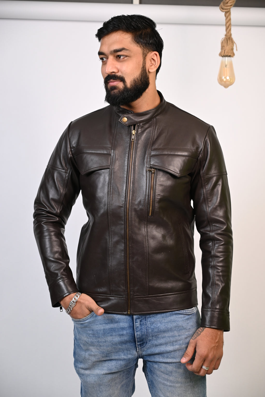 FINEHIDE DARKKNIGHT CHOCLATE BROWN GENUINE LEATHER JACKETS FOR MENS