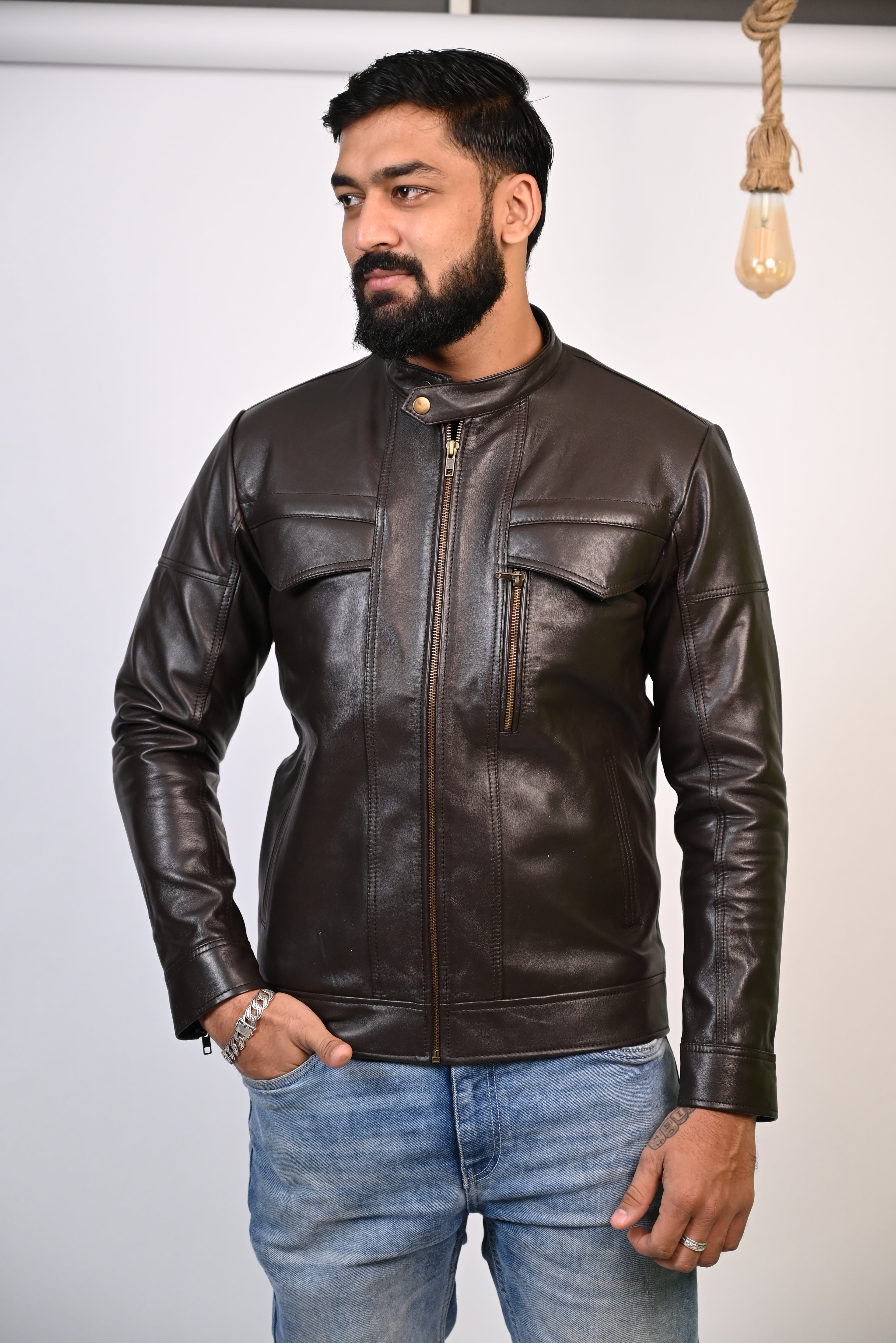 FINEHIDE DARKKNIGHT CHOCLATE BROWN GENUINE LEATHER JACKETS FOR MENS