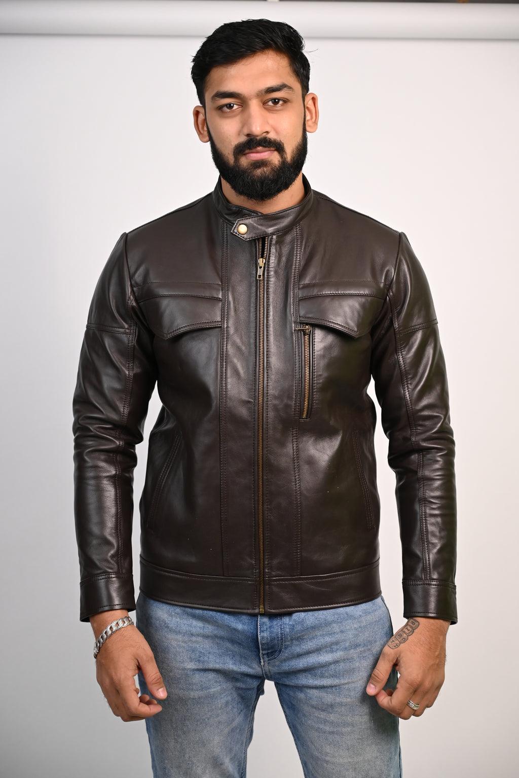 FINEHIDE DARKKNIGHT CHOCLATE BROWN GENUINE LEATHER JACKETS FOR MENS
