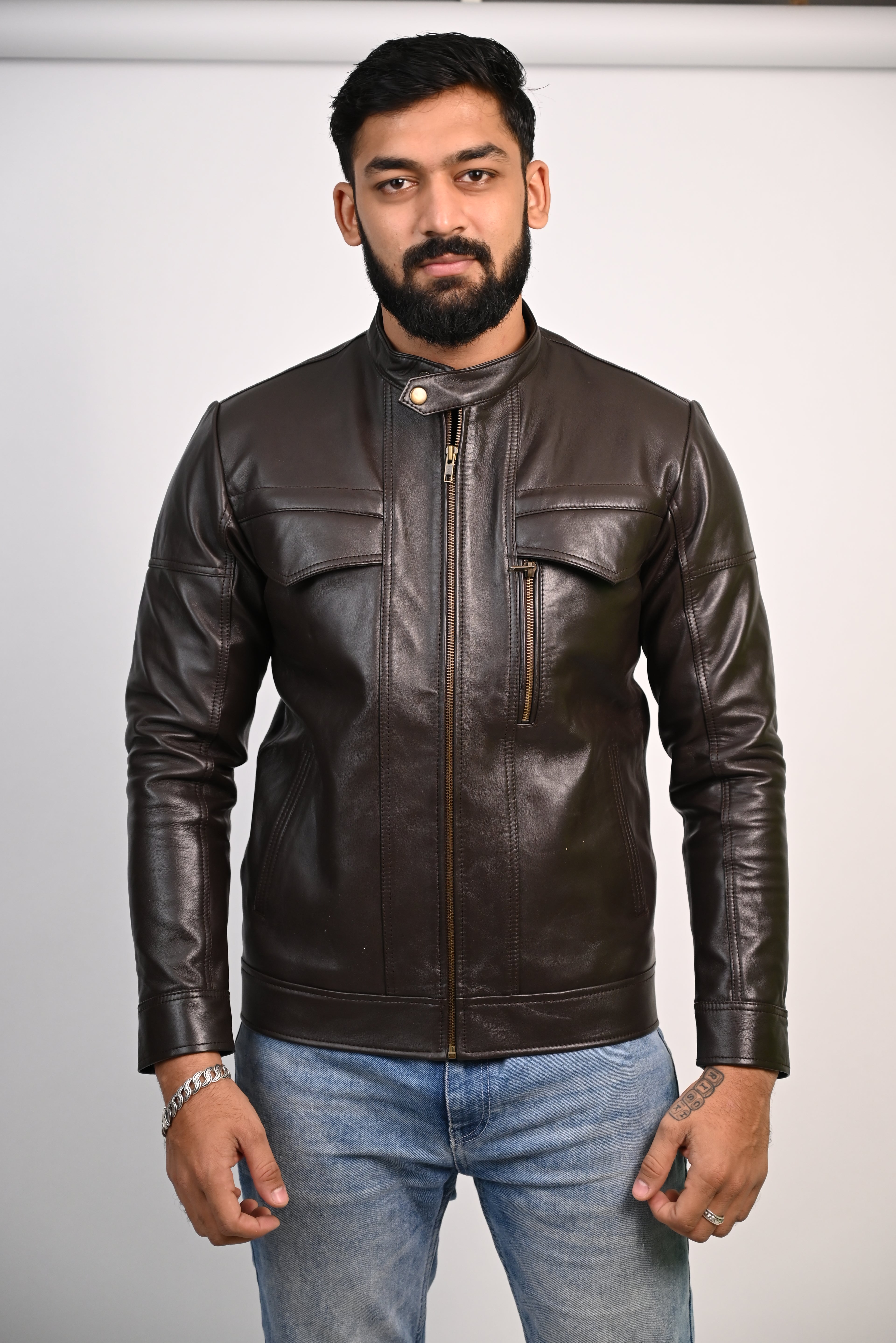 FINEHIDE DARKKNIGHT CHOCLATE BROWN GENUINE LEATHER JACKETS FOR MENS