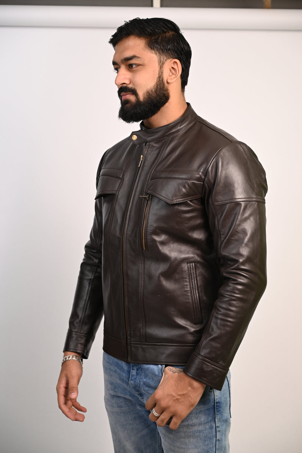FINEHIDE DARKKNIGHT CHOCLATE BROWN GENUINE LEATHER JACKETS FOR MENS