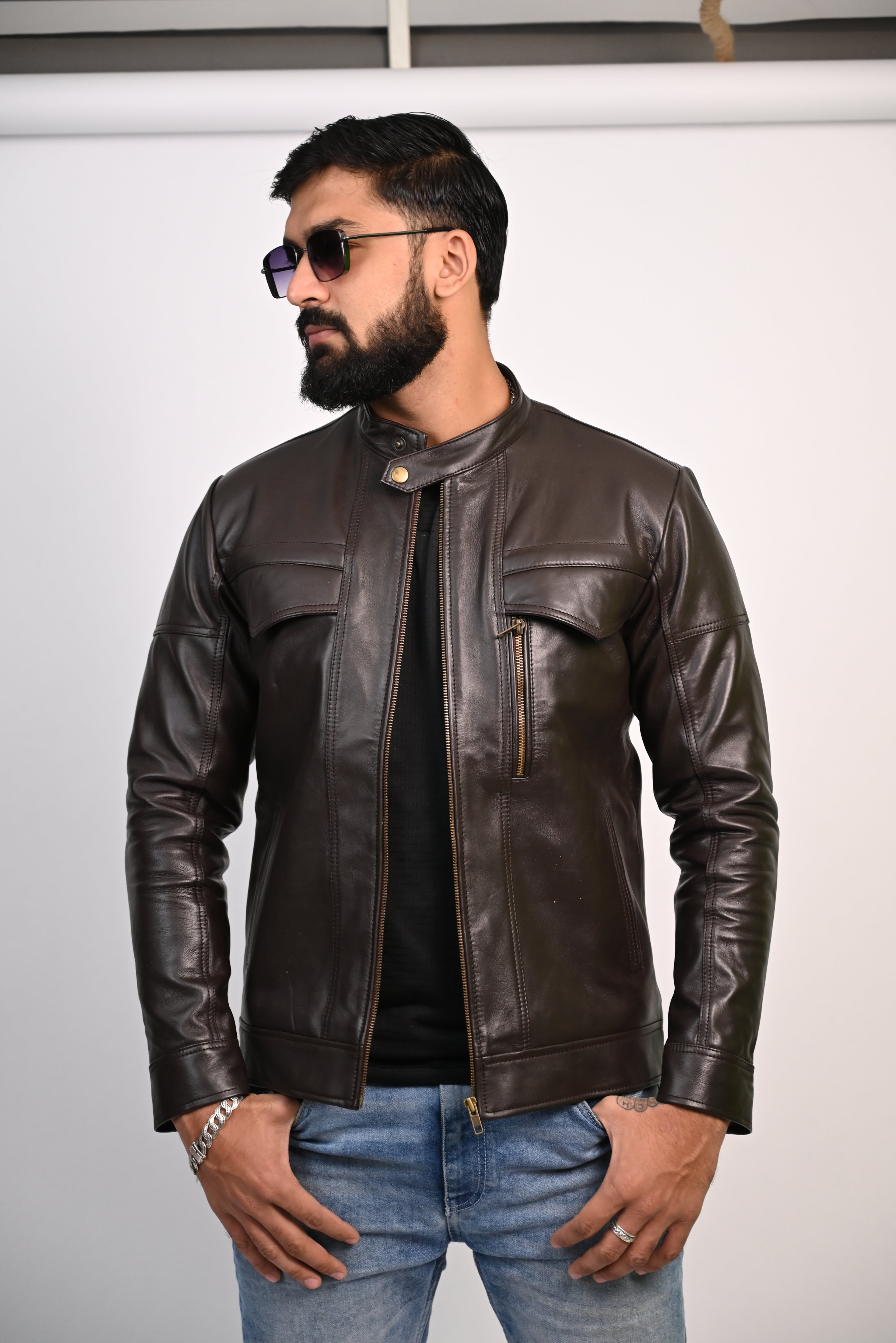 FINEHIDE DARKKNIGHT CHOCLATE BROWN GENUINE LEATHER JACKETS FOR MENS