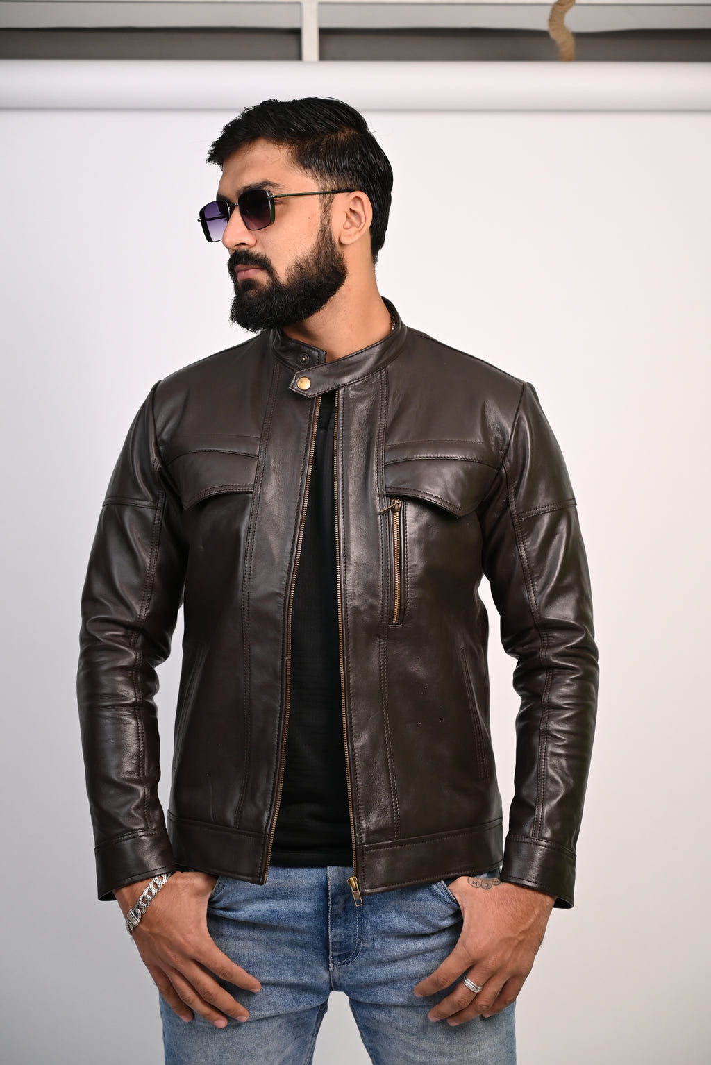 FINEHIDE DARKKNIGHT CHOCLATE BROWN GENUINE LEATHER JACKETS FOR MENS
