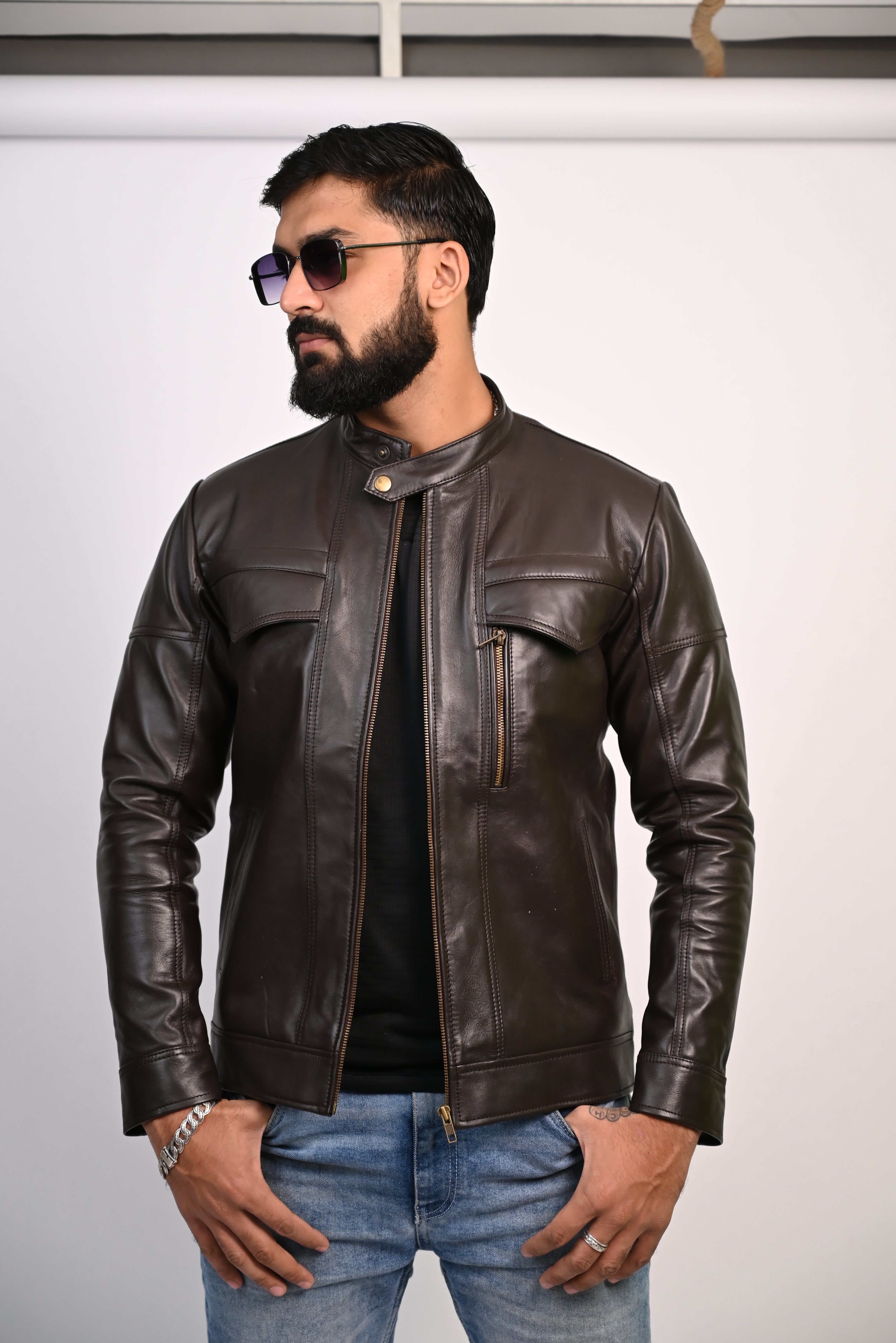 FINEHIDE DARKKNIGHT CHOCLATE BROWN GENUINE LEATHER JACKETS FOR MENS