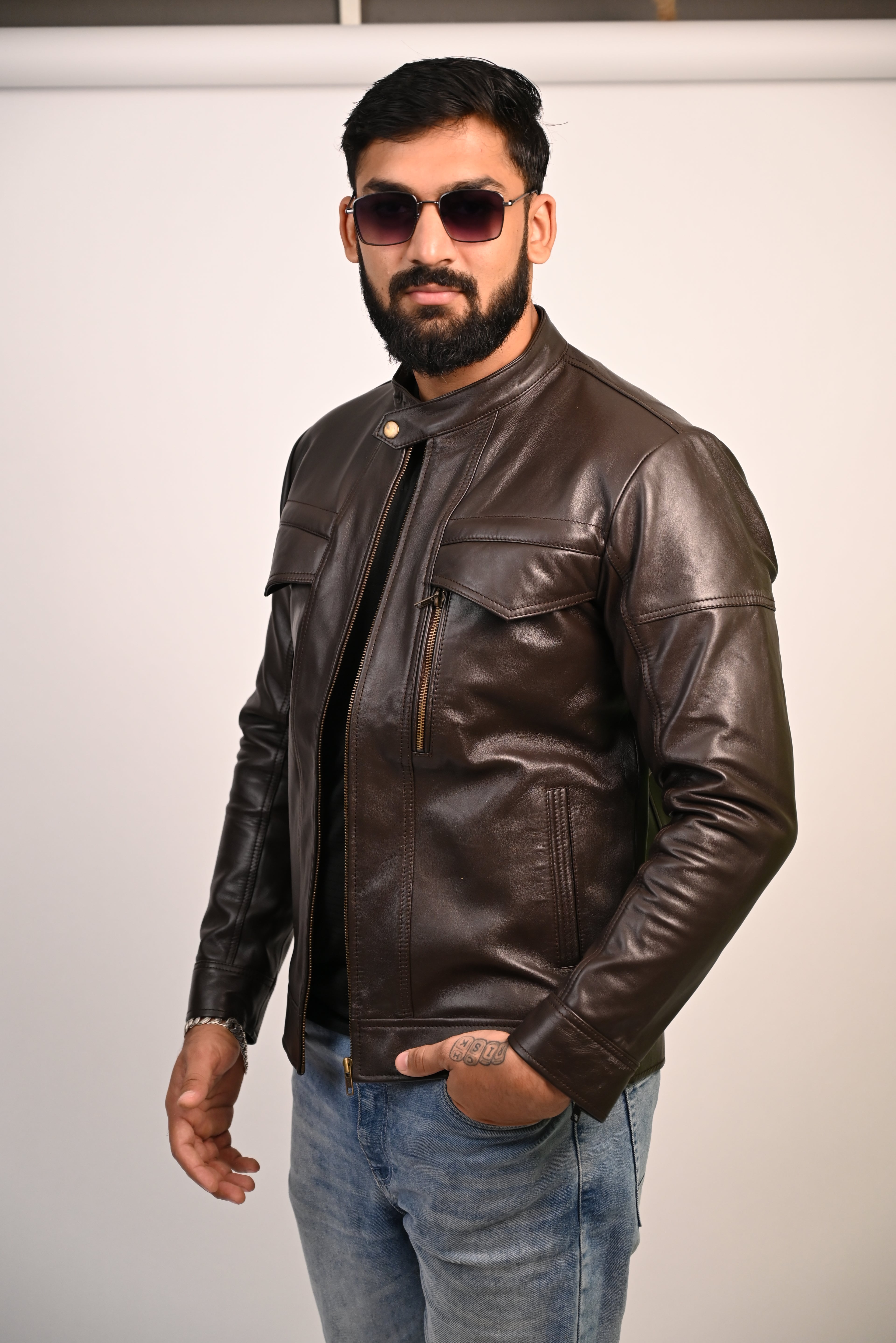 FINEHIDE DARKKNIGHT CHOCLATE BROWN GENUINE LEATHER JACKETS FOR MENS