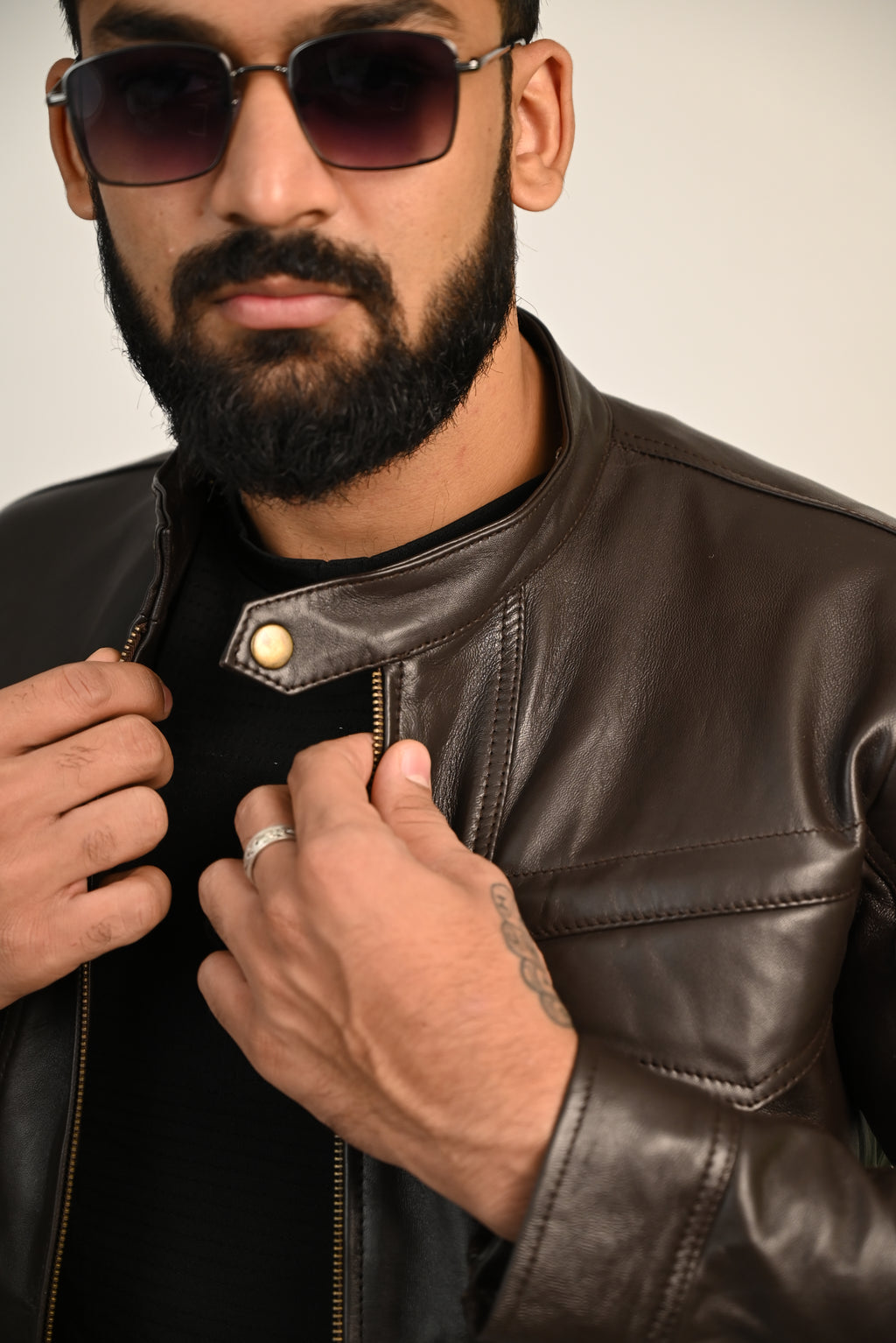 FINEHIDE DARKKNIGHT CHOCLATE BROWN GENUINE LEATHER JACKETS FOR MENS