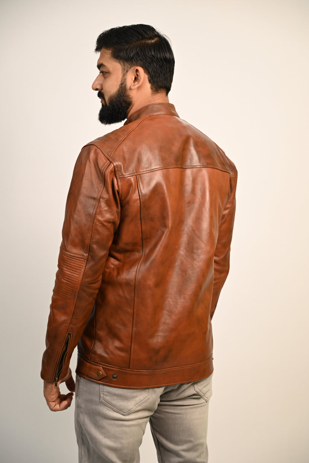 FINEHIDE QUILTED REGAL TANANTIQUE  GENUINE LEATHER JACKETS FOR MENS