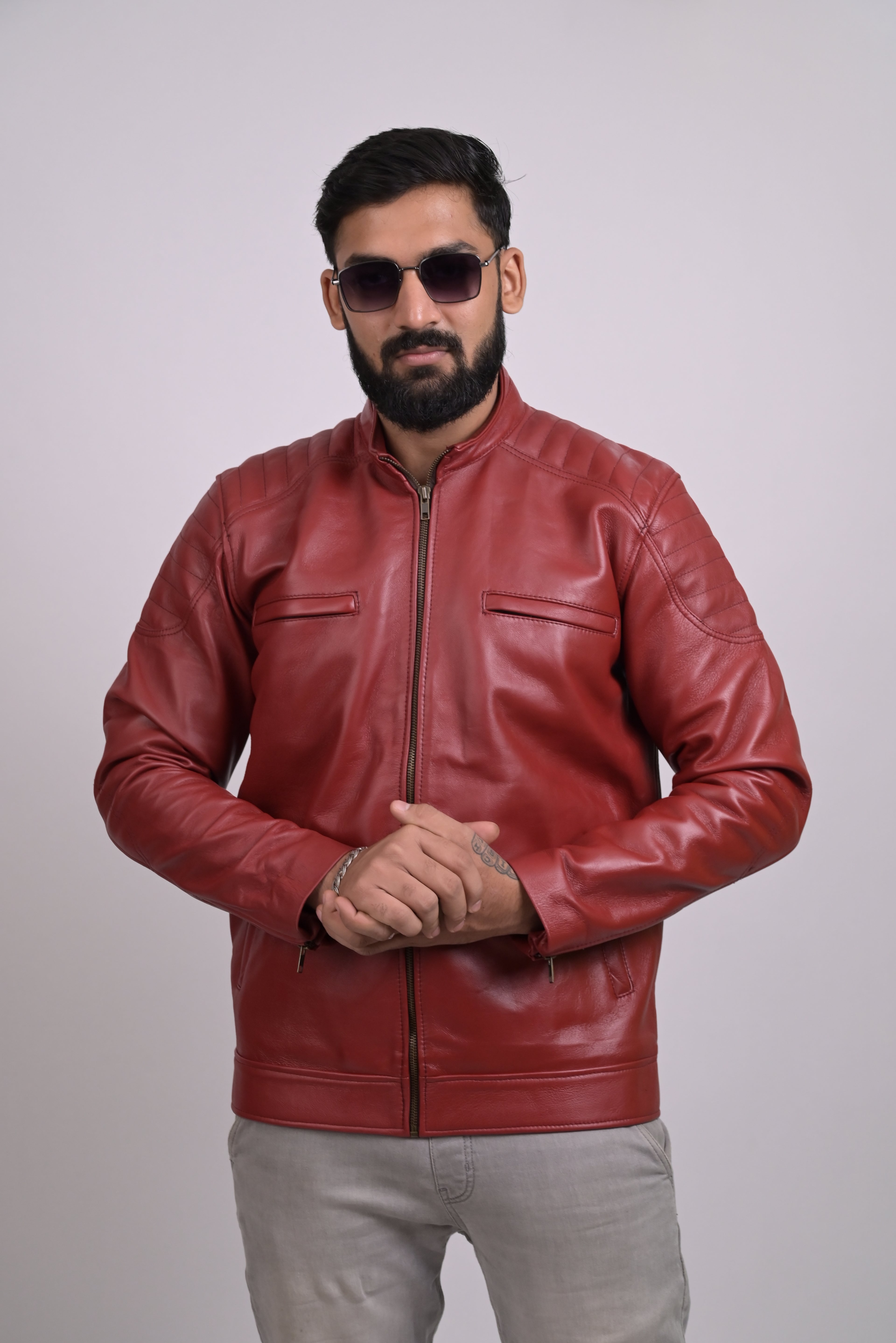 FINEHIDE BOLD RED GENUINE  LEATHER JACKETS FOR MENS