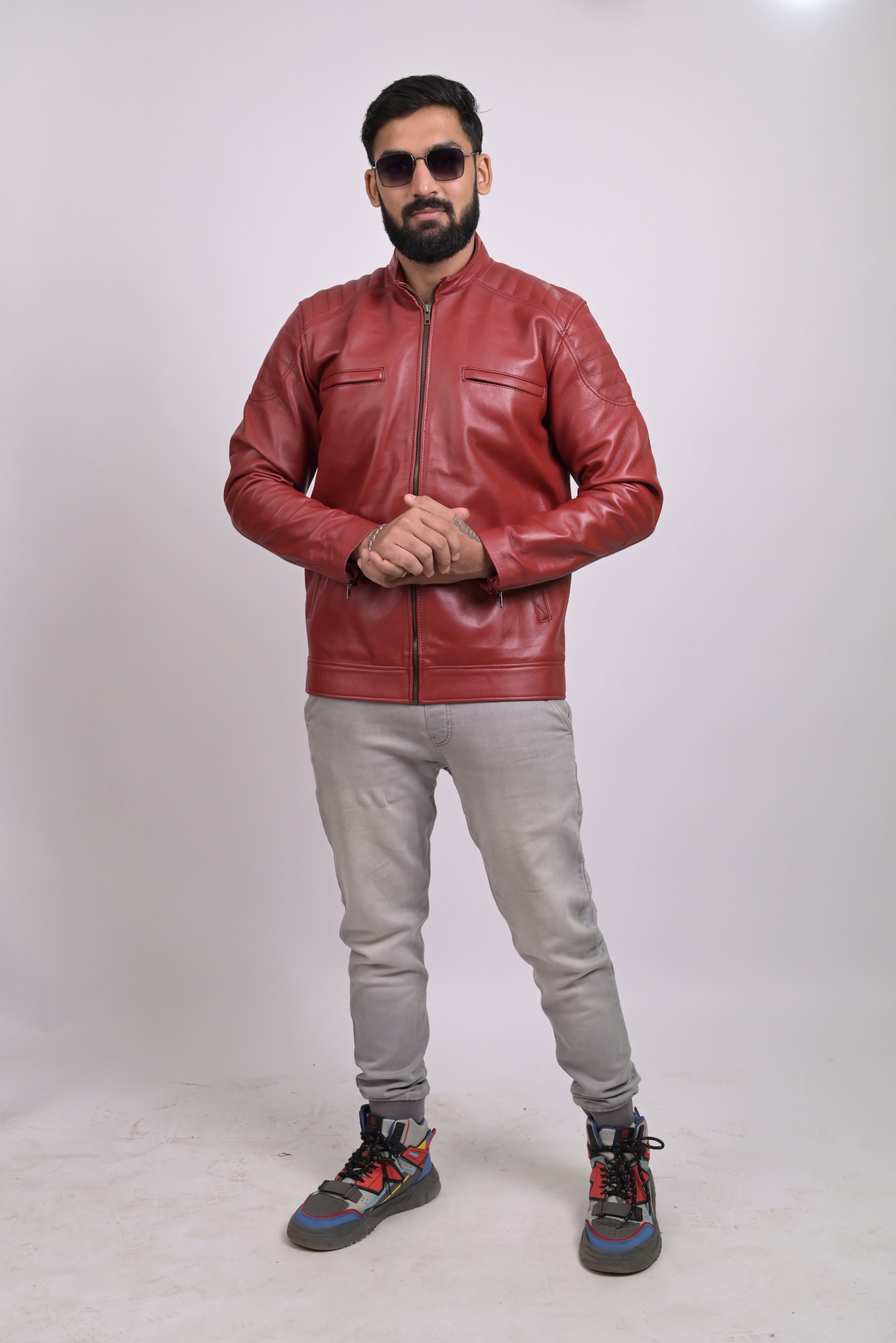 FINEHIDE BOLD RED GENUINE  LEATHER JACKETS FOR MENS