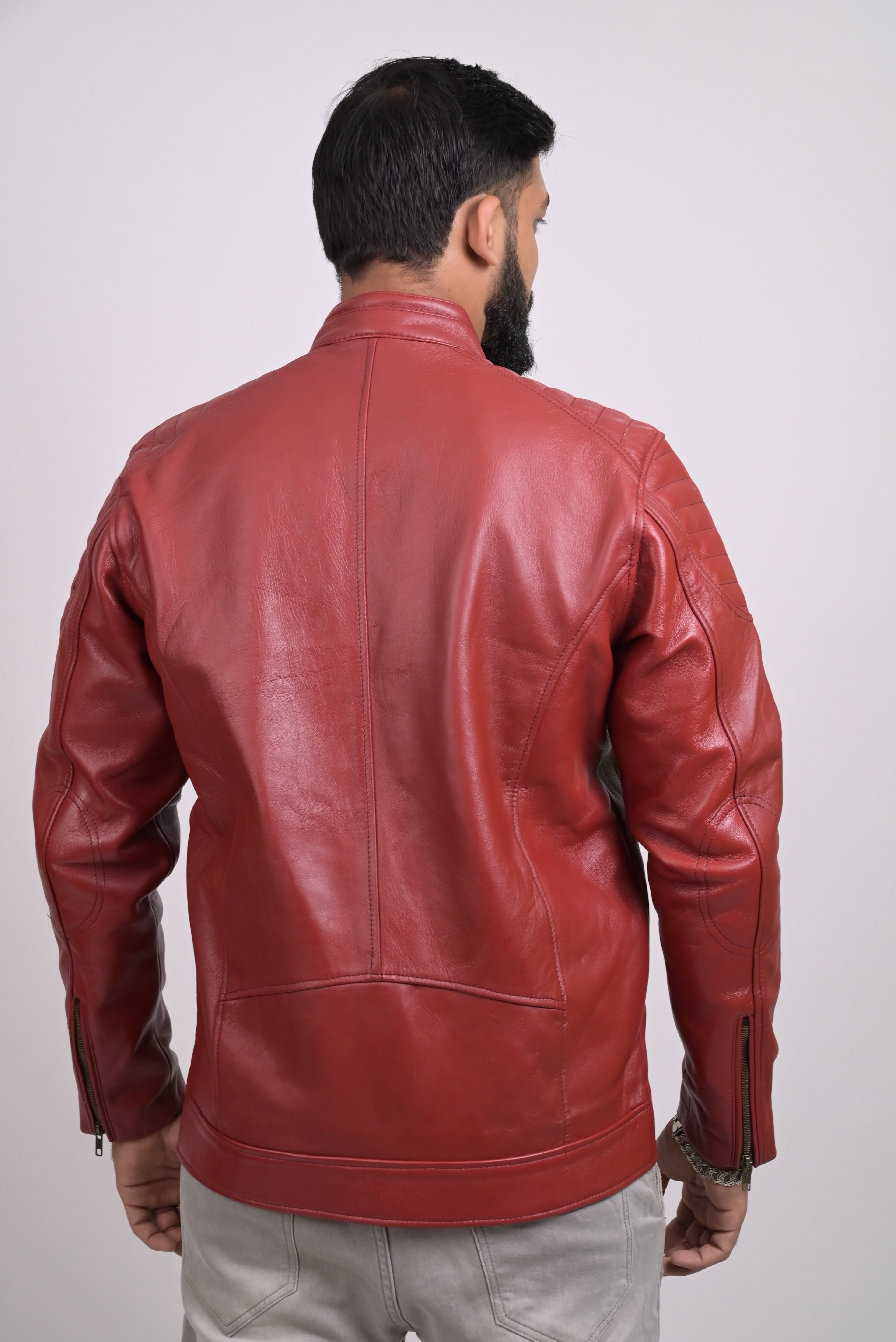 FINEHIDE BOLD RED GENUINE  LEATHER JACKETS FOR MENS