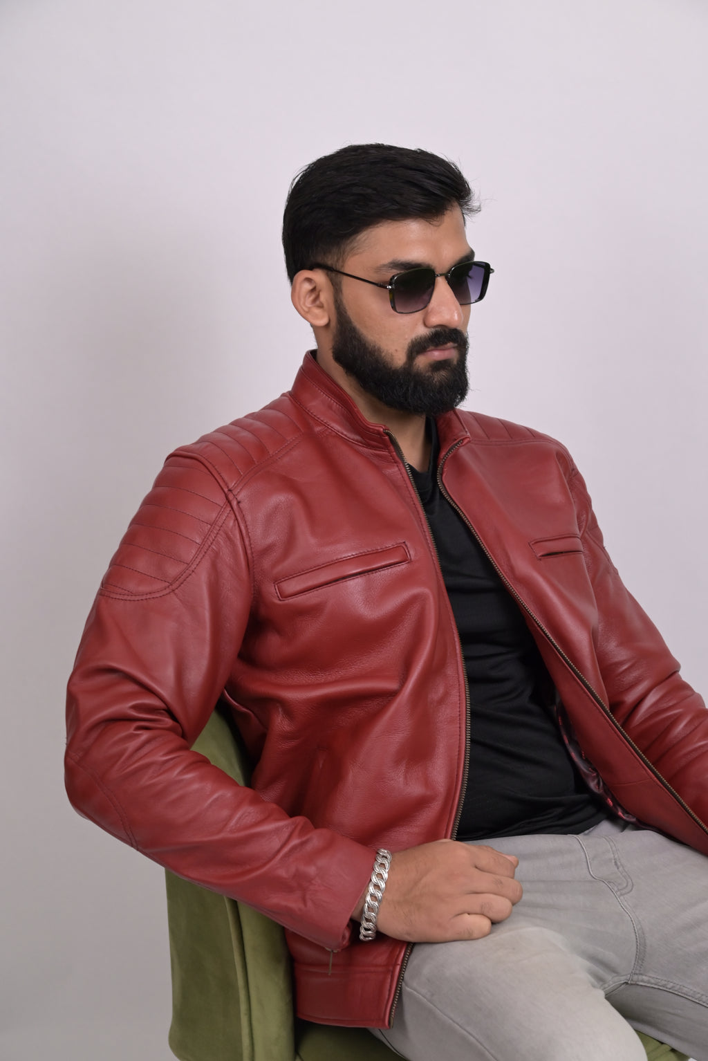 FINEHIDE BOLD RED GENUINE  LEATHER JACKETS FOR MENS