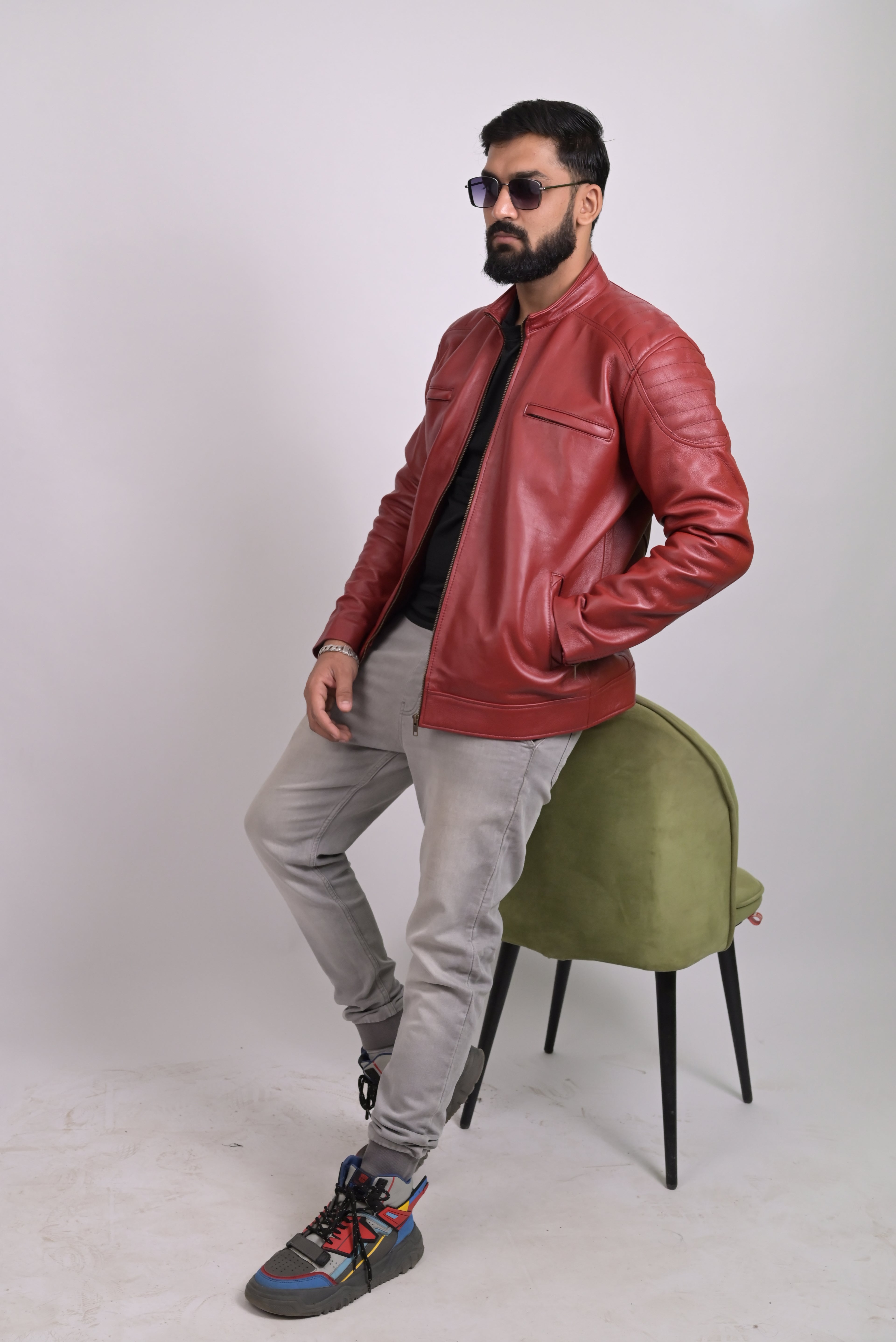 FINEHIDE BOLD RED GENUINE  LEATHER JACKETS FOR MENS