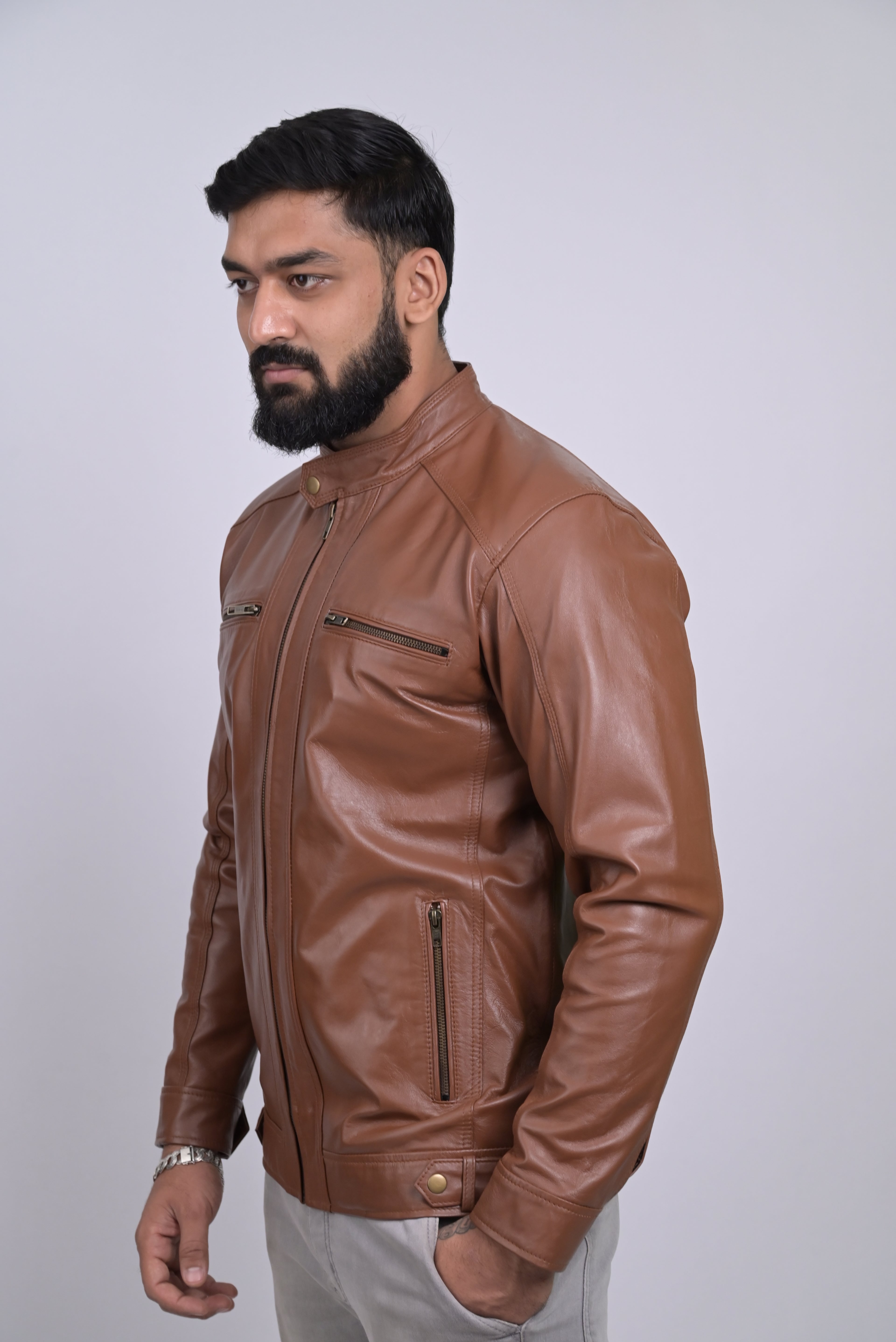 FINEHIDE CUGNACK HERITAGE TAN GENUINE LEATHER JACKETS FOR MENS