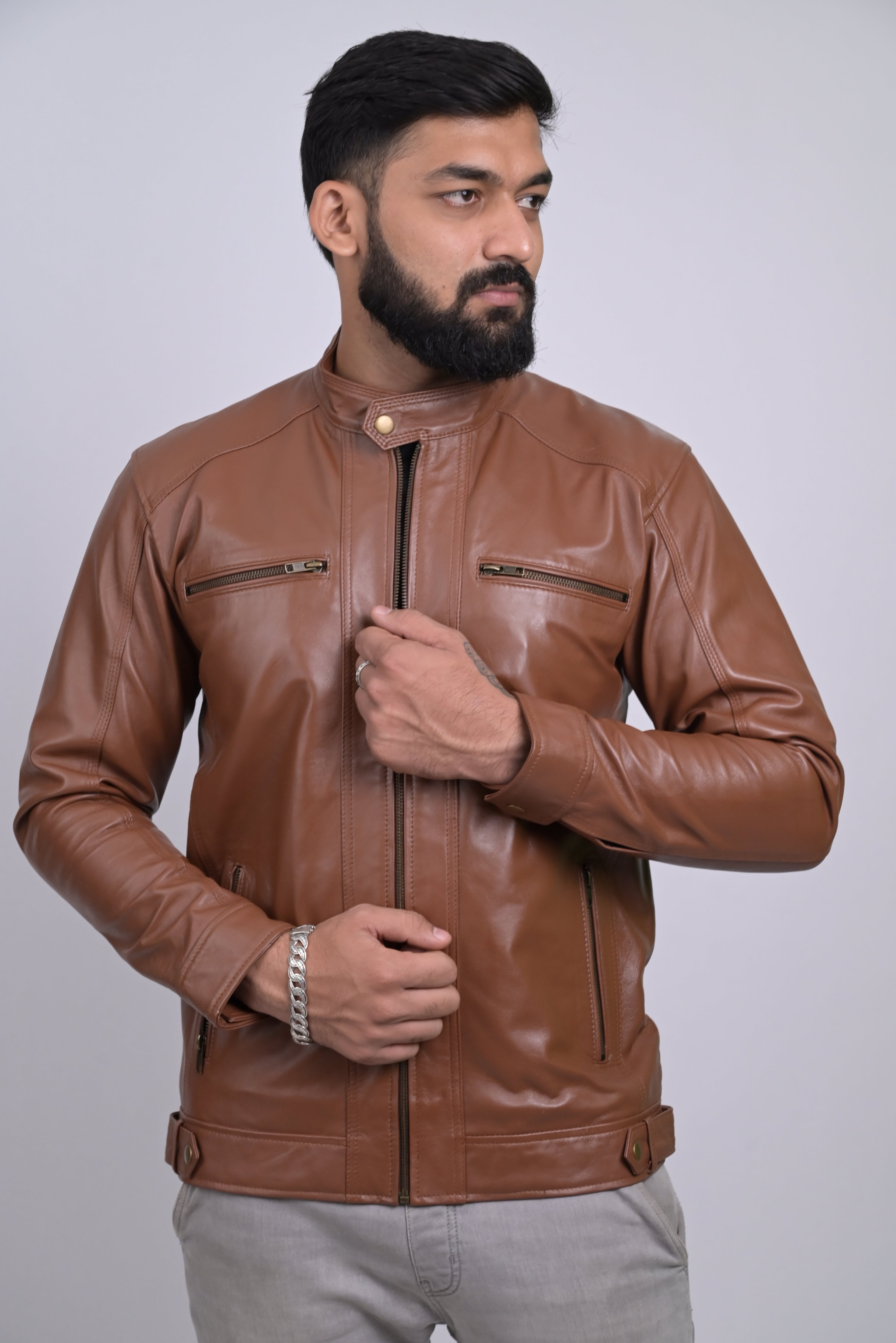 FINEHIDE CUGNACK HERITAGE TAN GENUINE LEATHER JACKETS FOR MENS