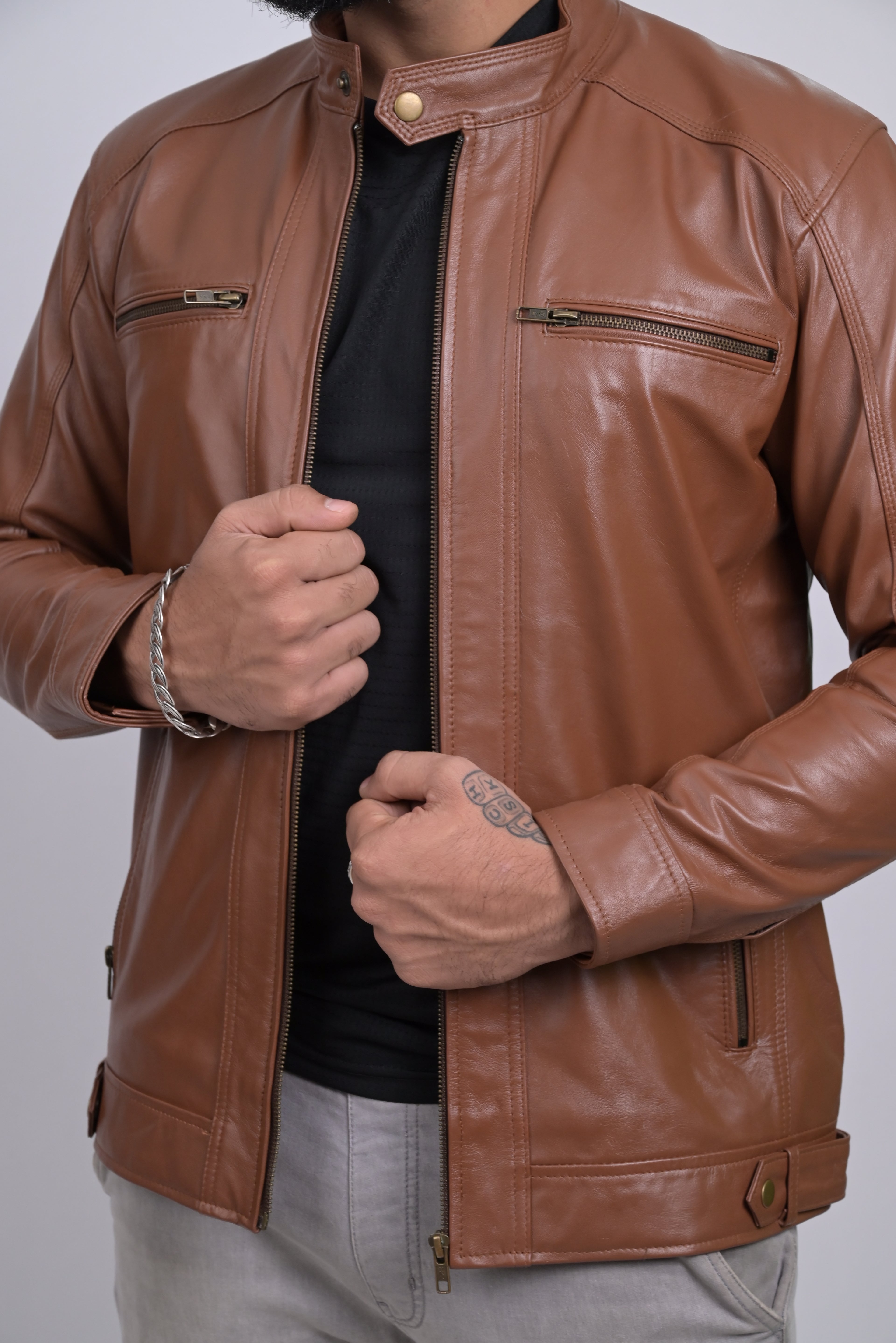 FINEHIDE CUGNACK HERITAGE TAN GENUINE LEATHER JACKETS FOR MENS