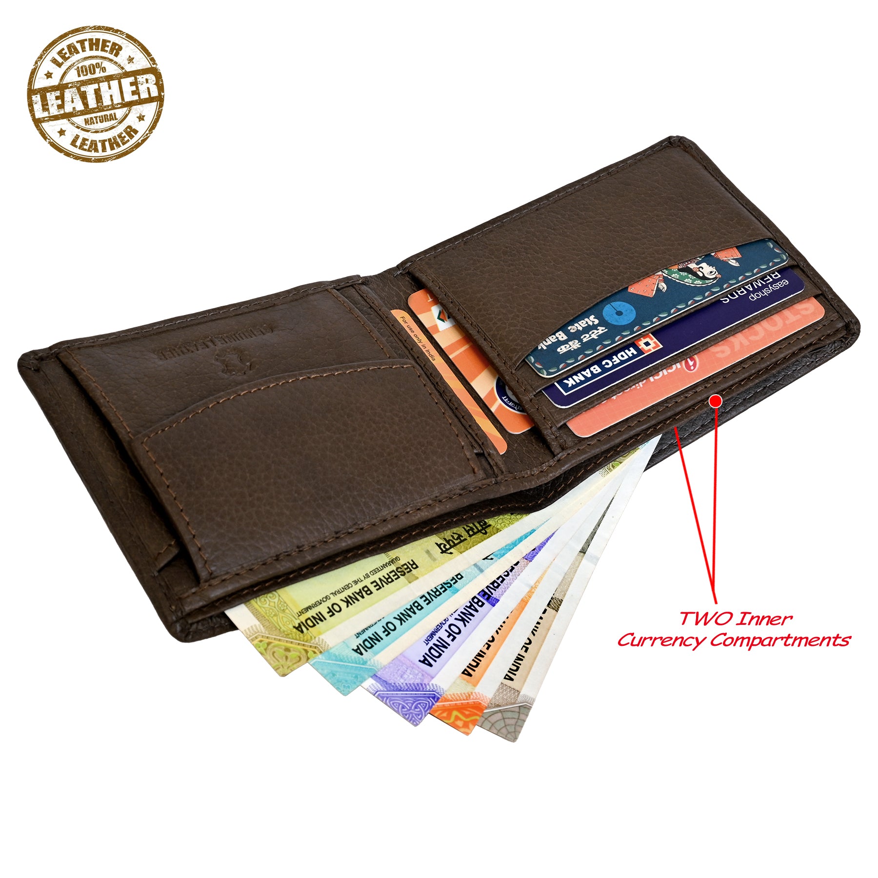 Finehide Classic Bifold Wallet for Men's Dark Brown Genuine Leather, 3 Card Slots, Coin Pocket, Secret Compartments | Premium Gift Box